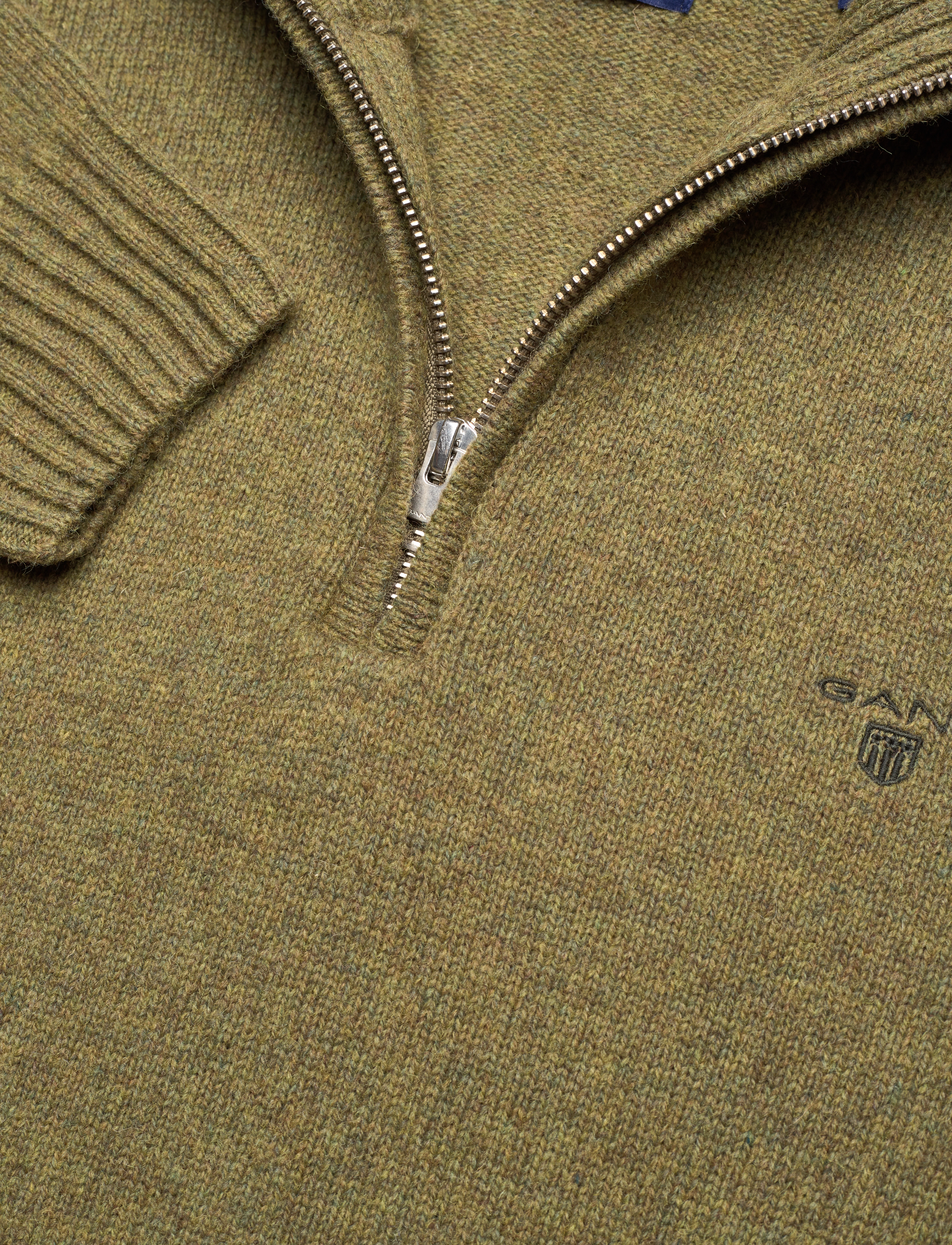 GANT - D2. BRUSHED WOOL HALFZIP - army green - 3