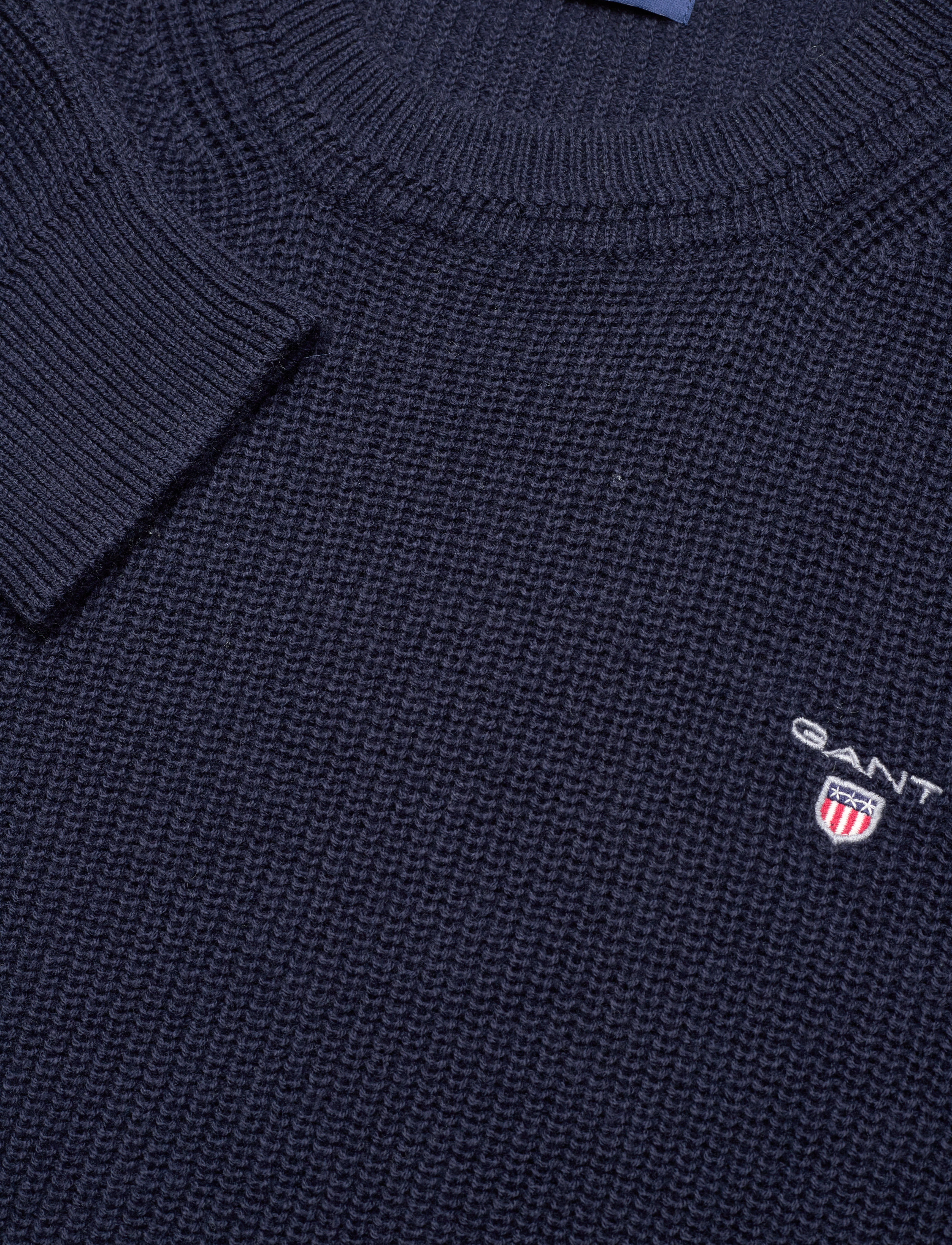 GANT - D2. COTTON WOOL RIB C-NECK - evening blue - 2