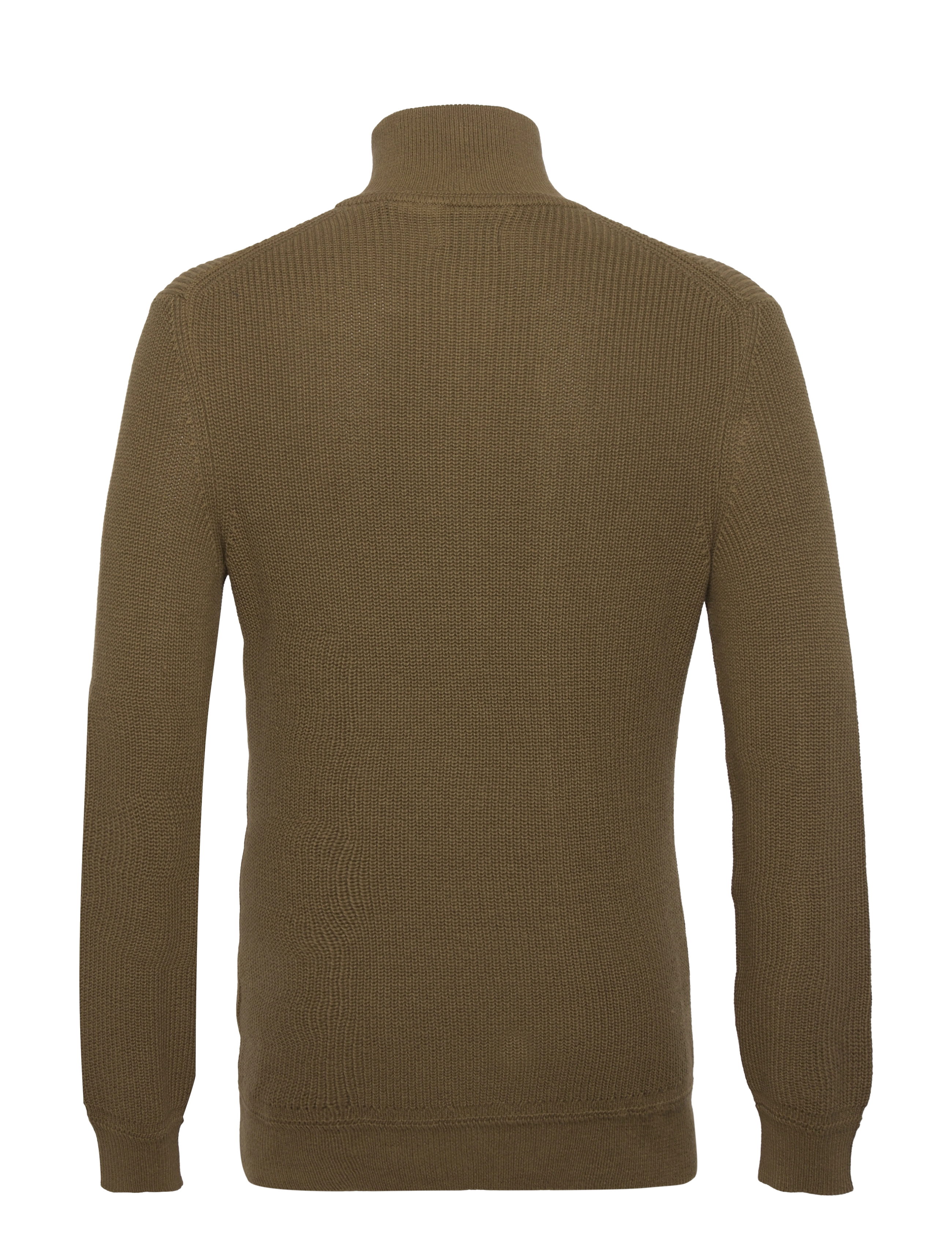 GANT - D2. COTTON WOOL RIB HALF ZIP - army green - 1