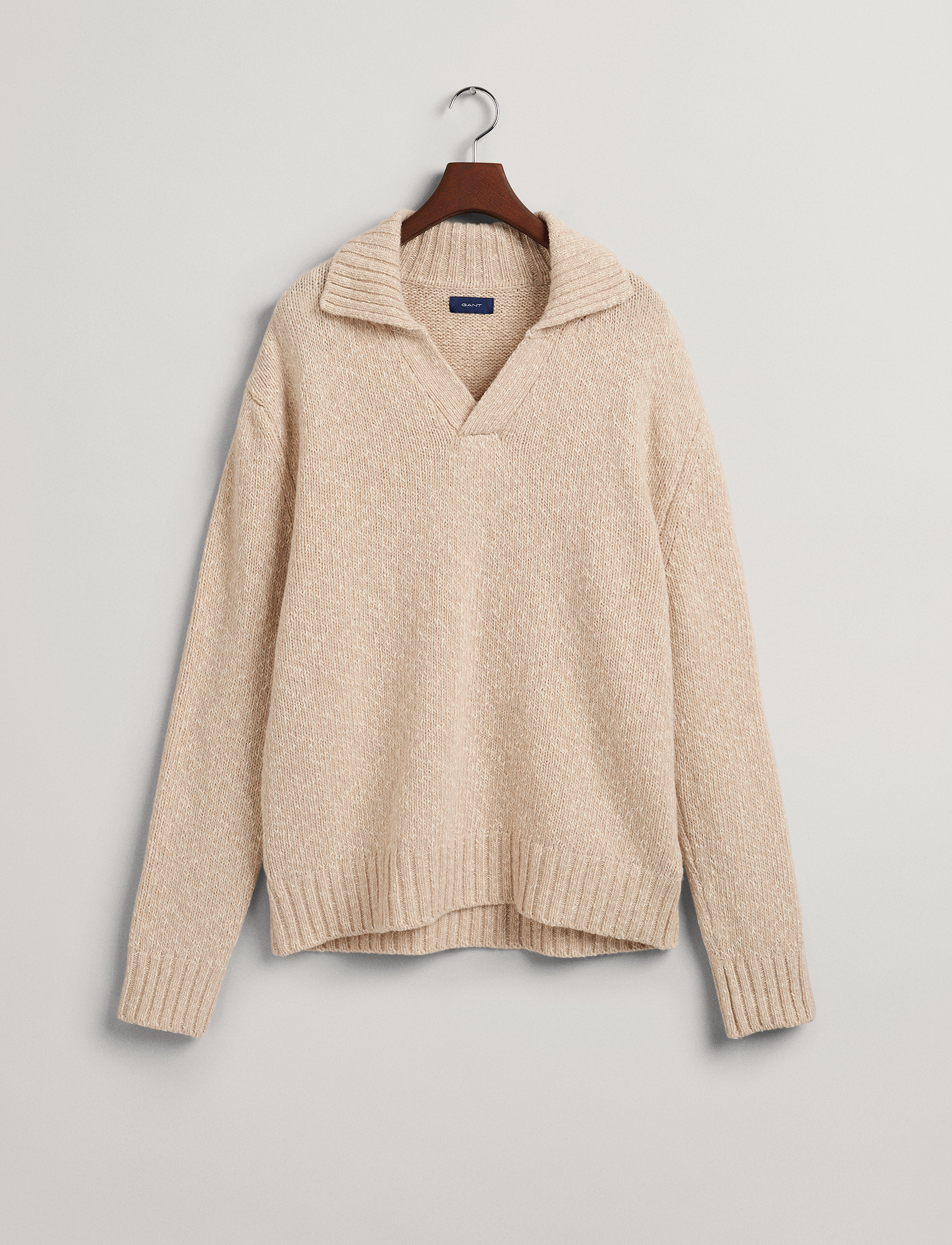 GANT - D2. RELAXED SLUB V-NECK POLO - dry sand - 3