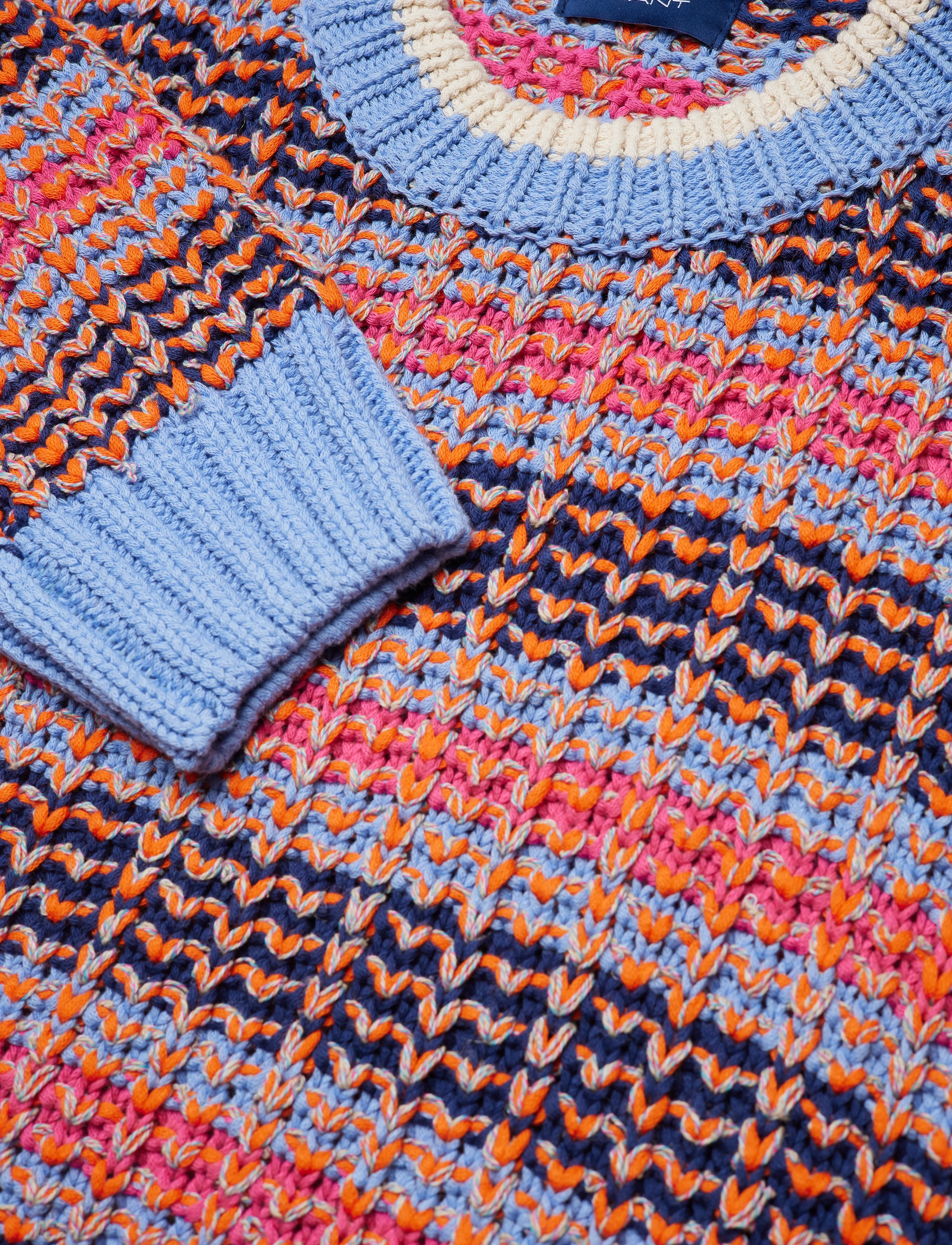 GANT - MULTI COLOR TEXTURE C-NECK - gentle blue - 2
