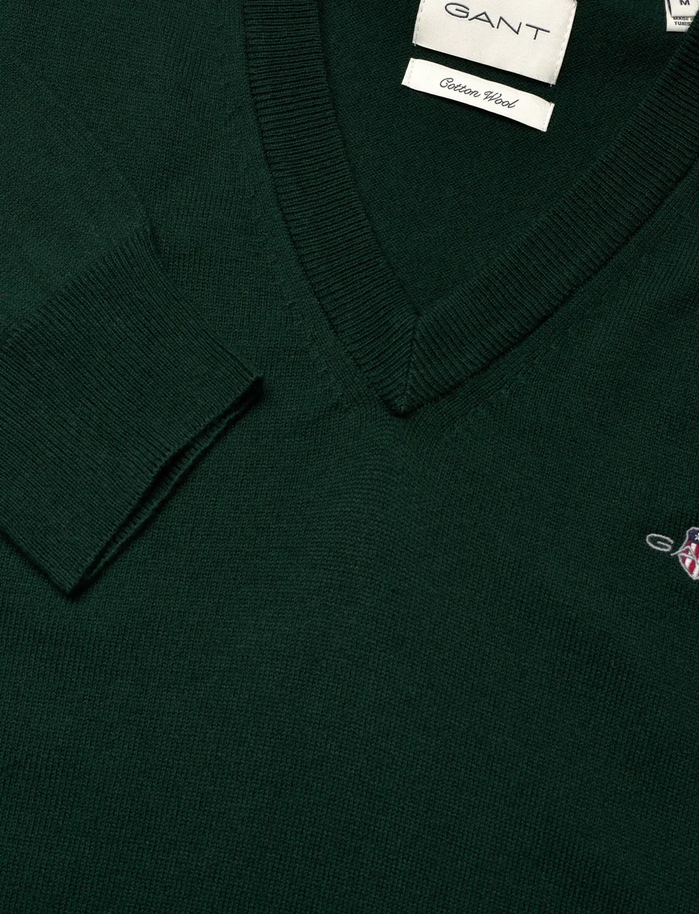 GANT - CTN/WO V-NECK - v-kaelusega kudumid - tartan green - 2