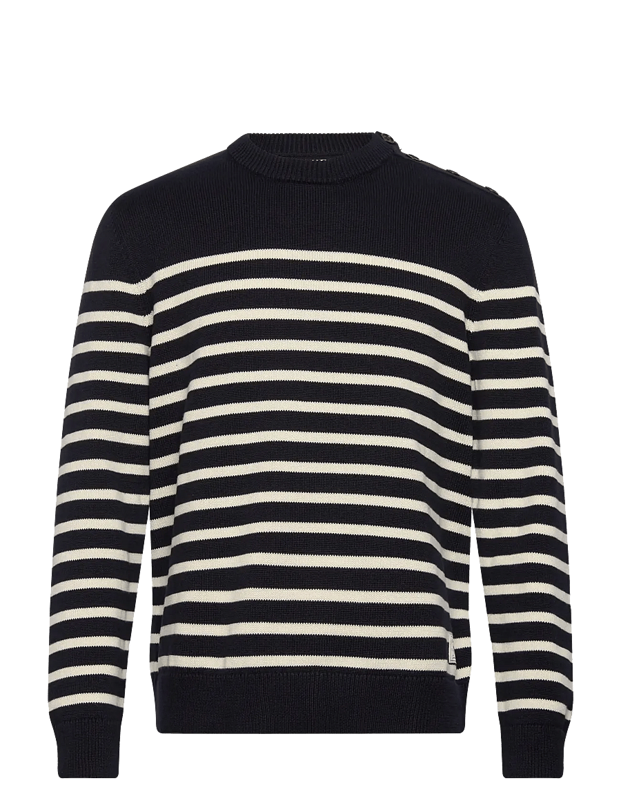 Gant - STRIPED COTTON C-NECK - rundhals - evening blue - 0