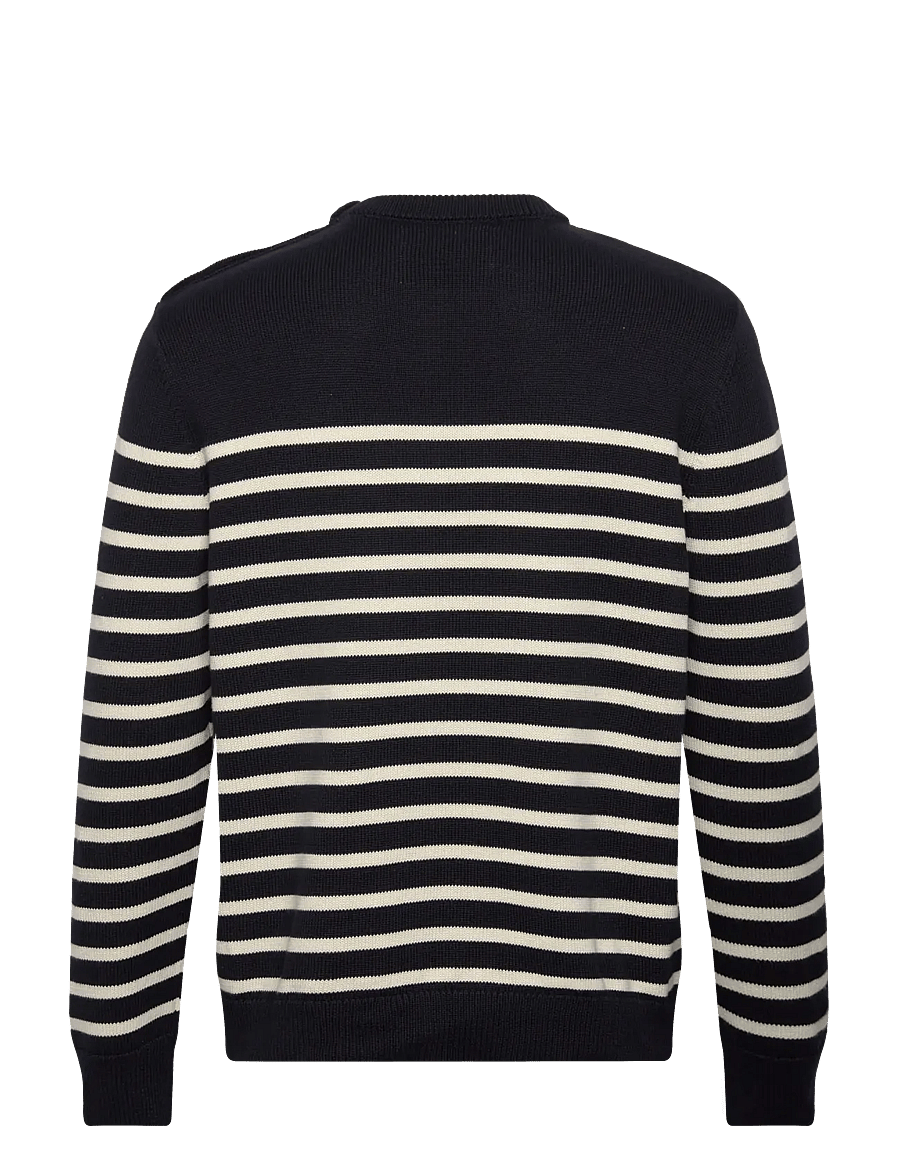 Gant - STRIPED COTTON C-NECK - rundhals - evening blue - 1