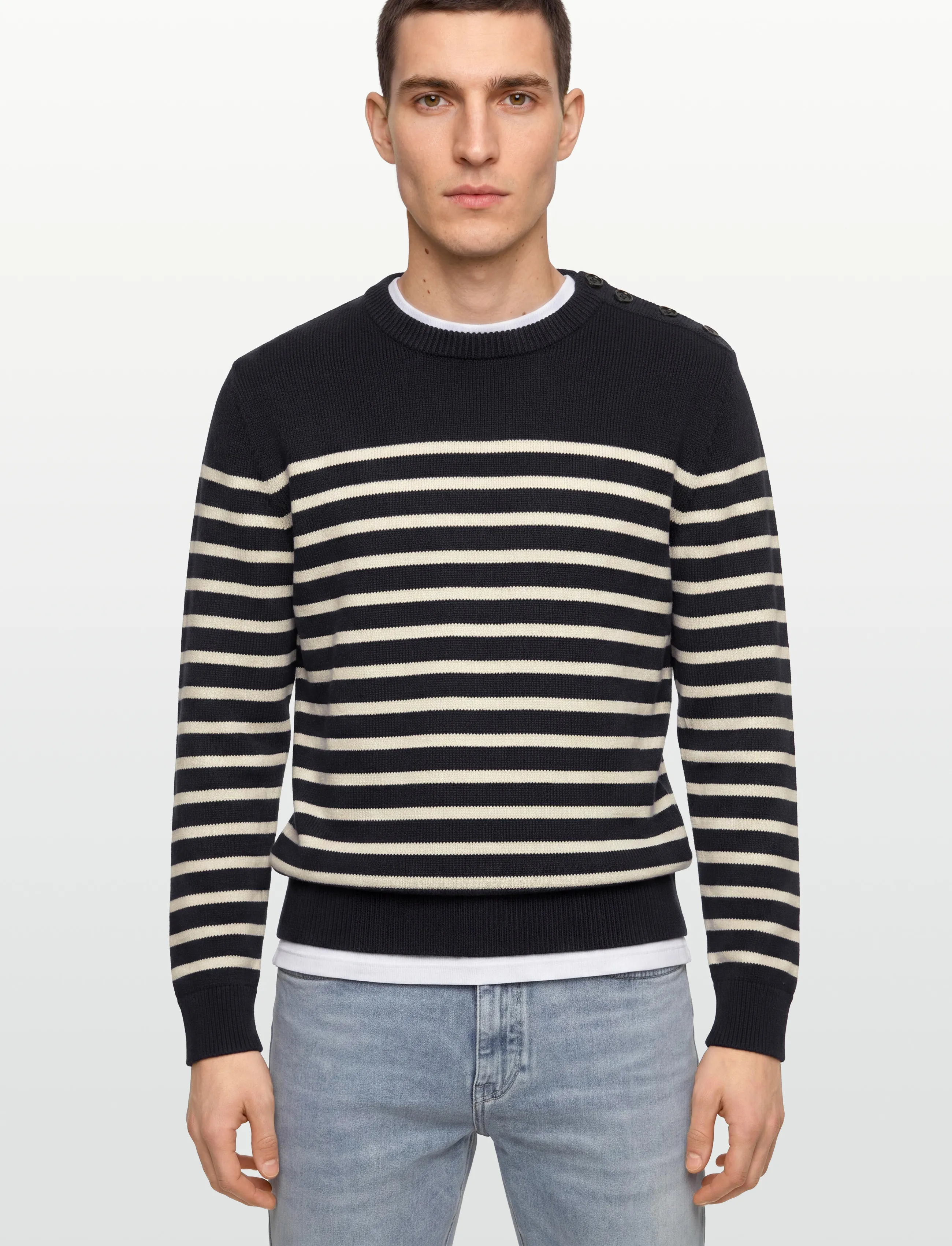 Gant - STRIPED COTTON C-NECK - stickade basplagg - evening blue - 3