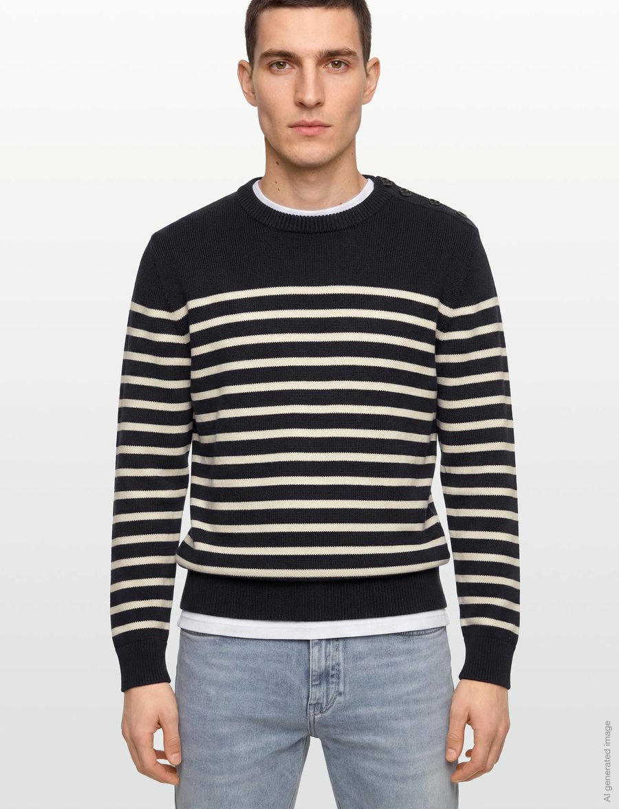 Gant - STRIPED COTTON C-NECK - rundhals - evening blue - 3