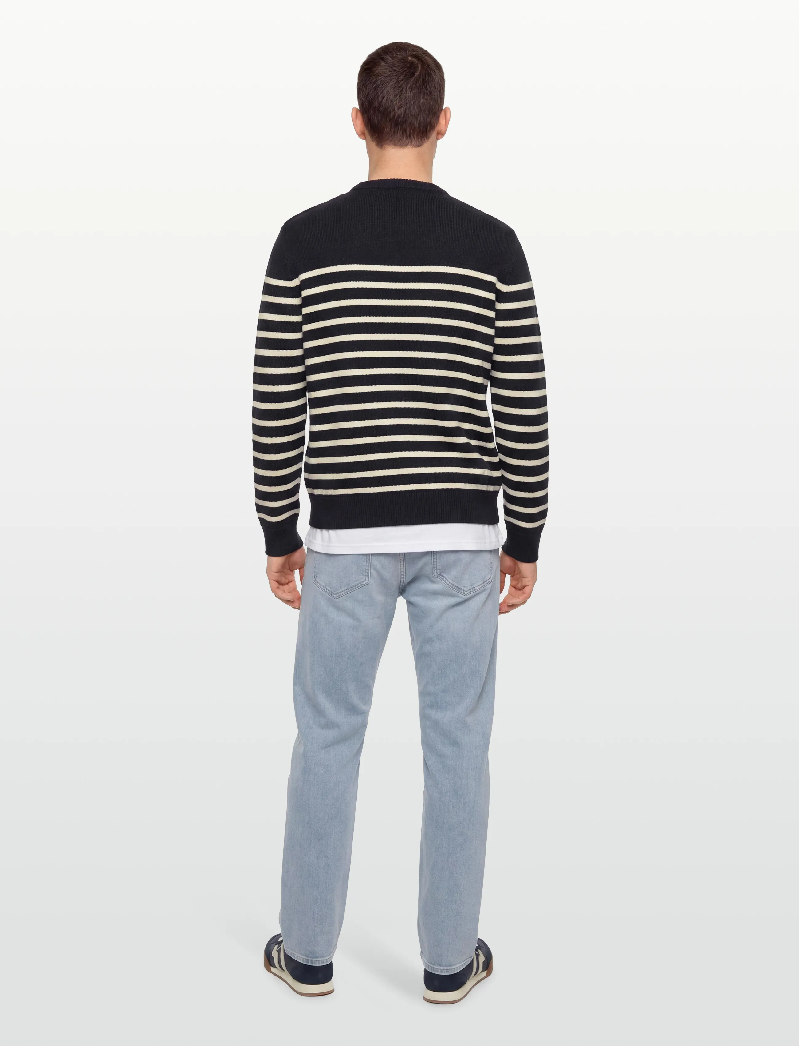 Gant - STRIPED COTTON C-NECK - stickade basplagg - evening blue - 4