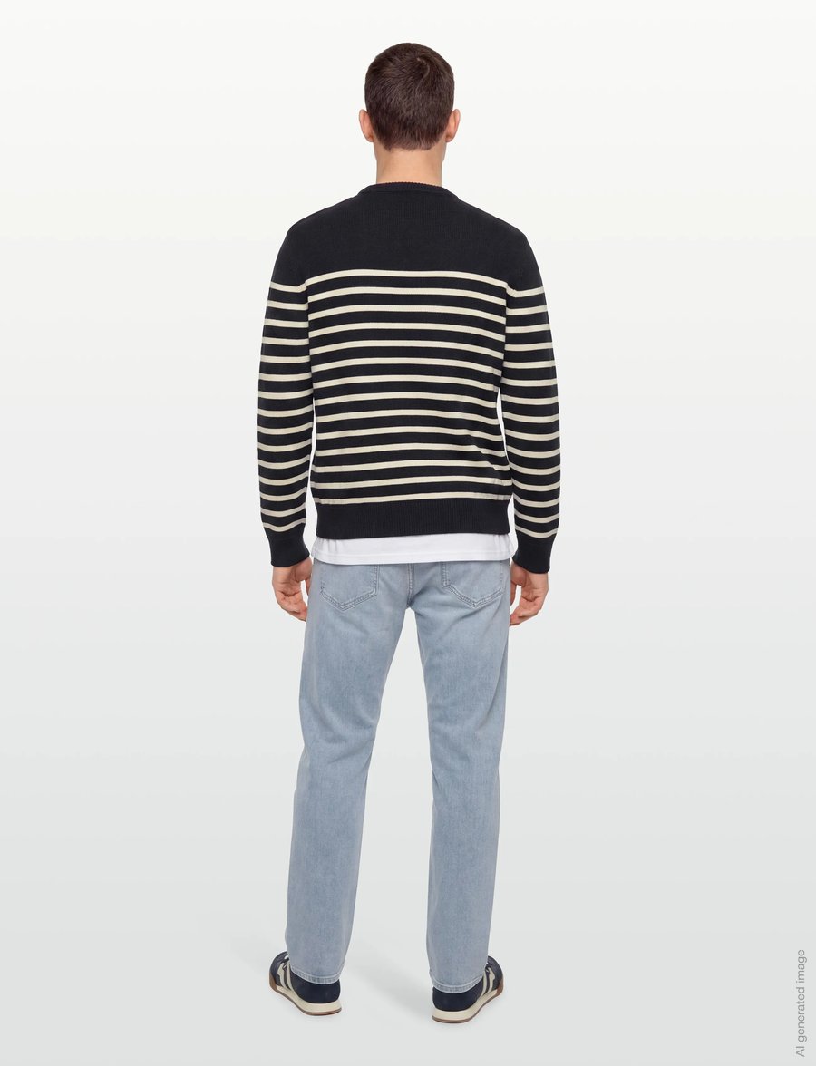 Gant - STRIPED COTTON C-NECK - rundhals - evening blue - 4