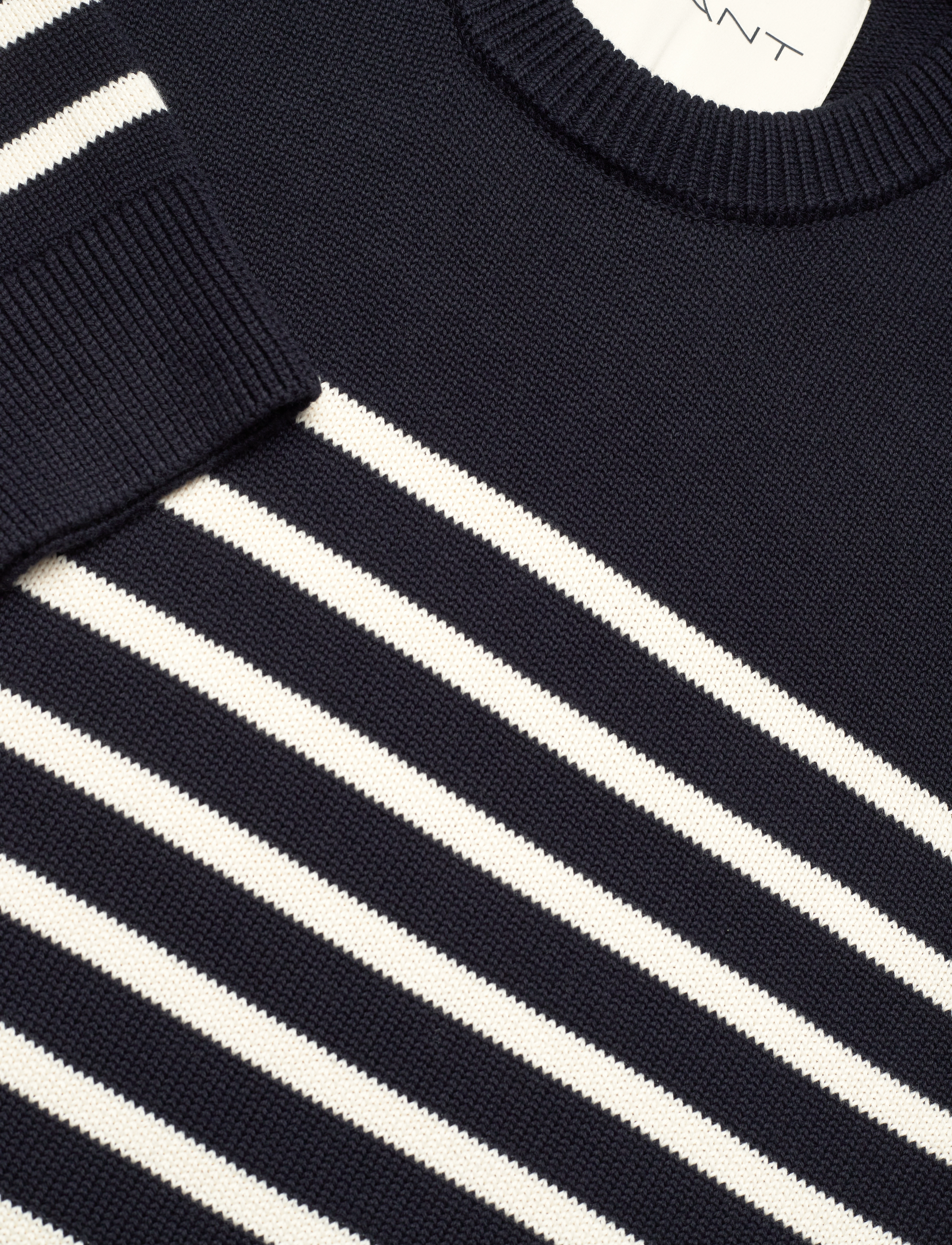 Gant - STRIPED COTTON C-NECK - rundhals - evening blue - 2