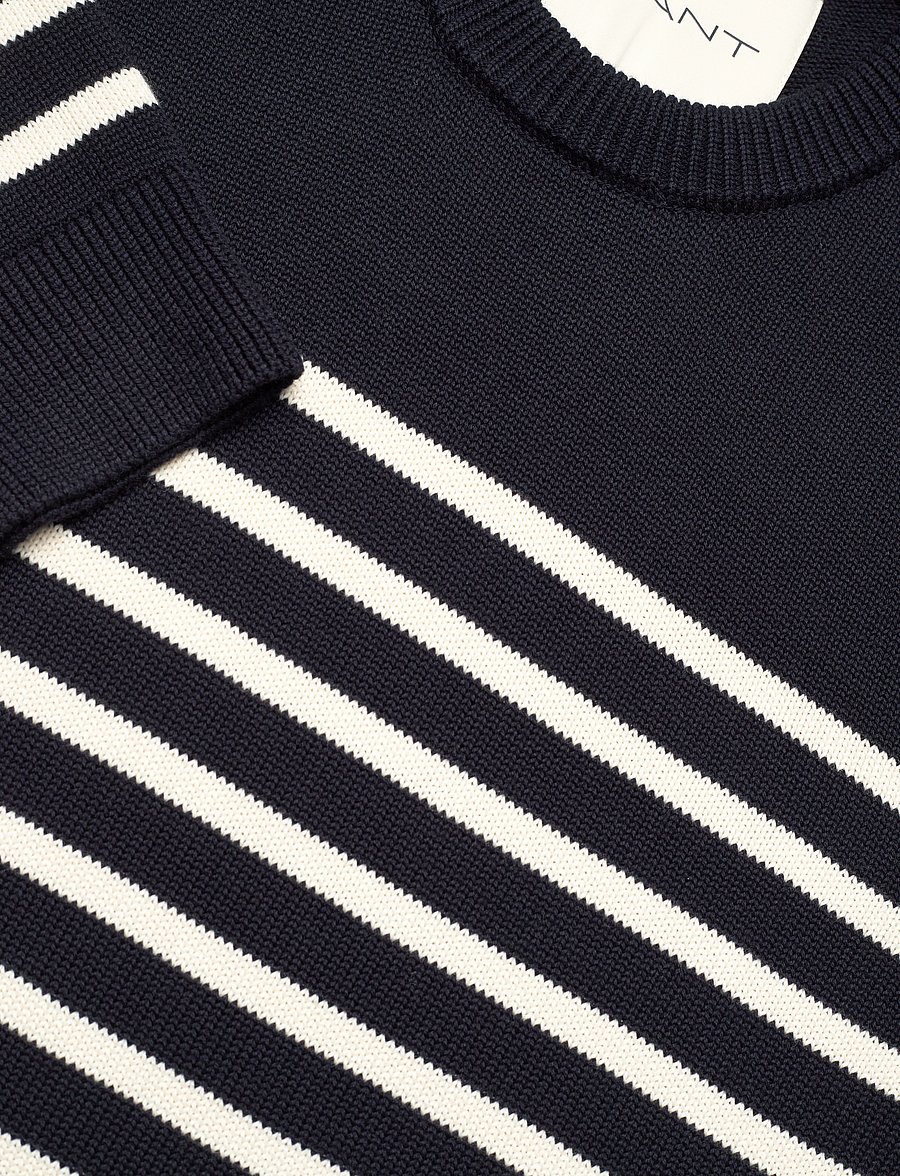 Gant - STRIPED COTTON C-NECK - rundhals - evening blue - 2
