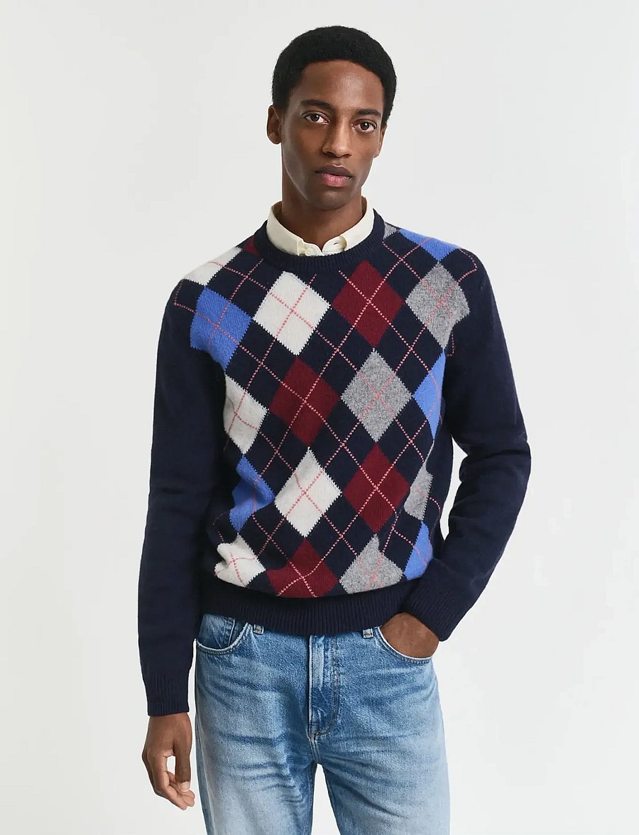 Gant - ARGYLE C-NECK - dark navy melange - 0