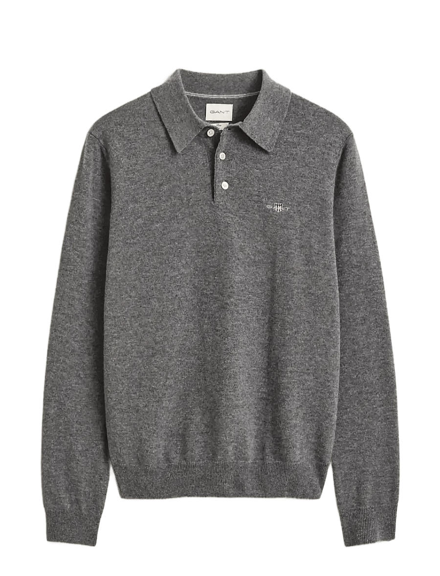 Gant - SUPERFINE LAMBSWOOL POLO - pikkade varrukatega kootud polod - charcoal melange - 1