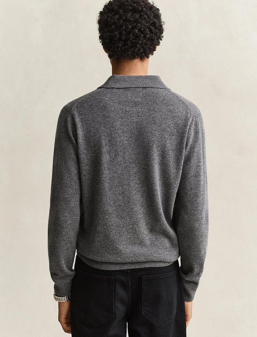 Gant - SUPERFINE LAMBSWOOL POLO - long-sleeved knitted polos - charcoal melange - 2