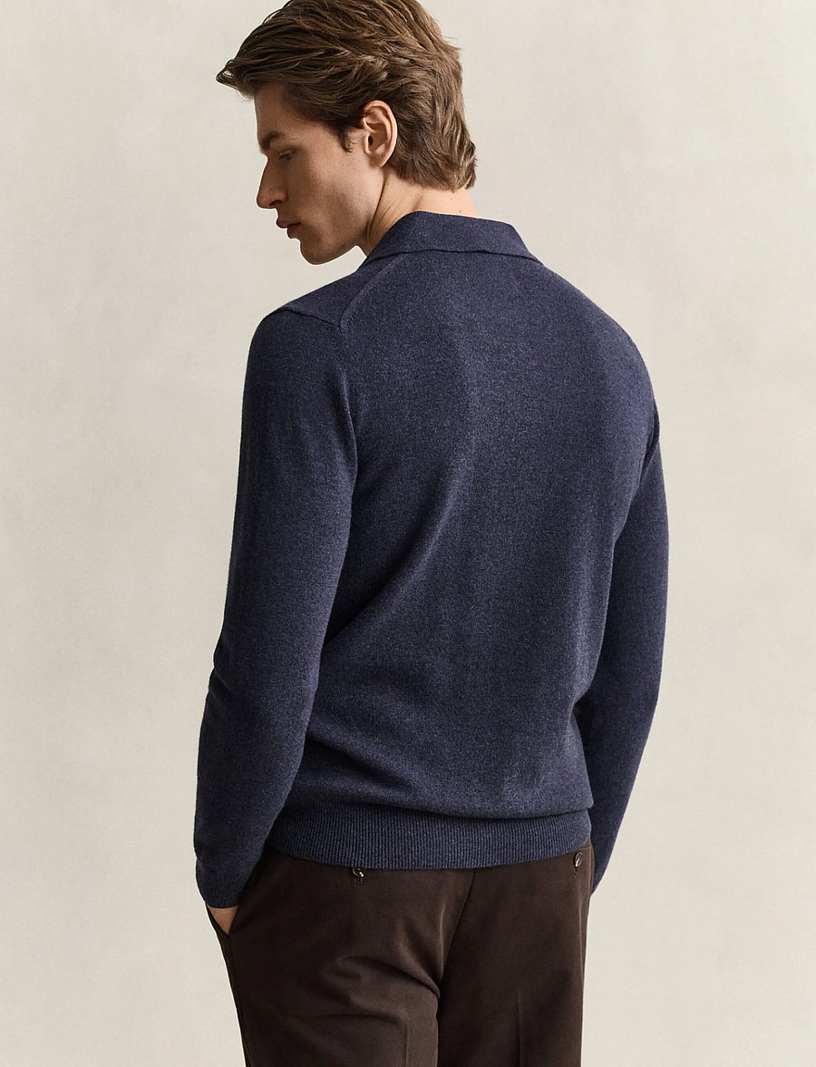 Gant - SUPERFINE LAMBSWOOL POLO - long-sleeved knitted polos - dark navy melange - 2