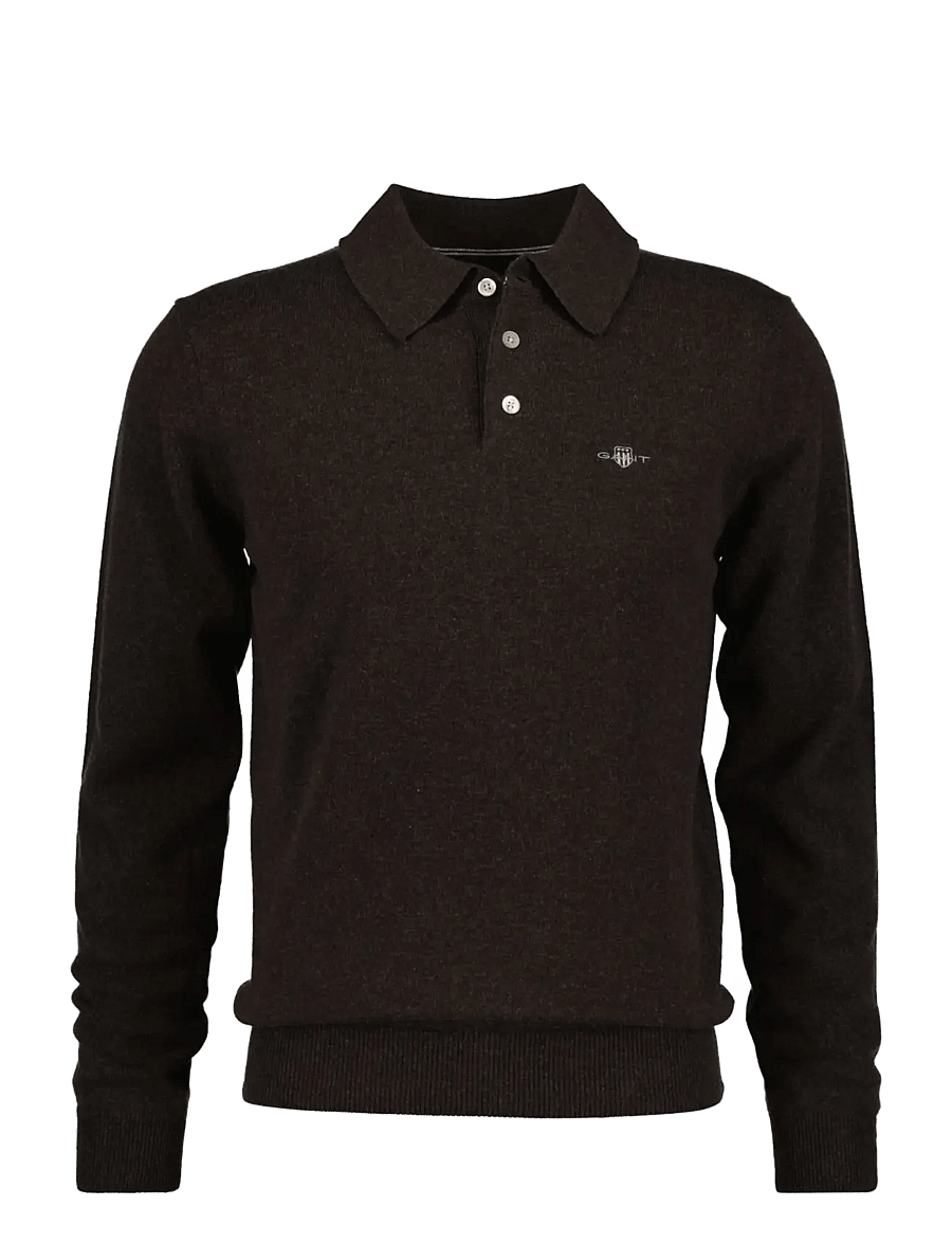 Gant - SUPERFINE LAMBSWOOL POLO - dk brown melange - 1