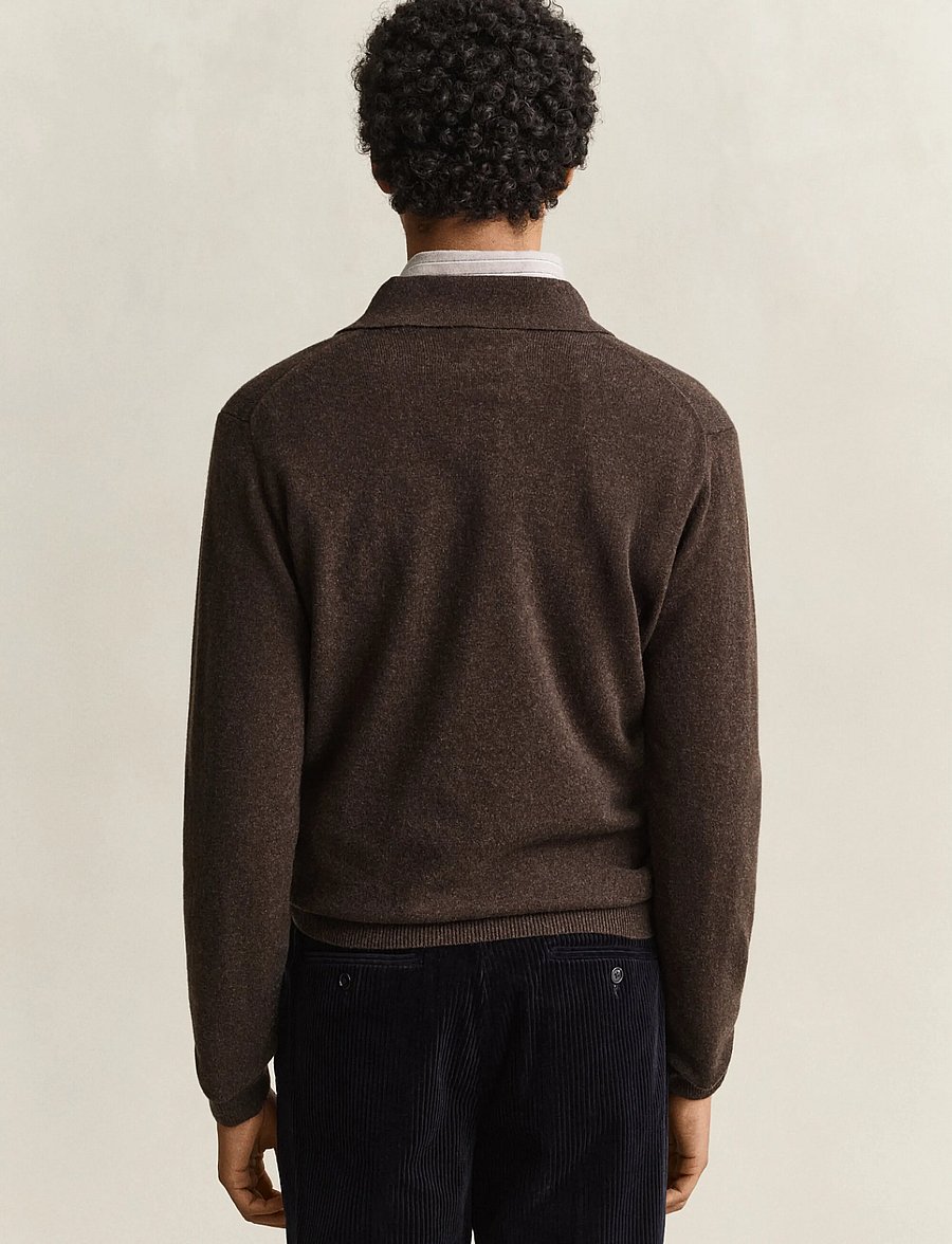 Gant - SUPERFINE LAMBSWOOL POLO - dk brown melange - 2
