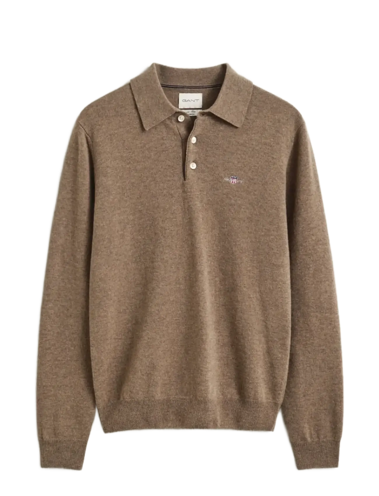 Gant Superfine Lambswool Polo, Mænd, Polo Sweater, Brun, Str: XXL
