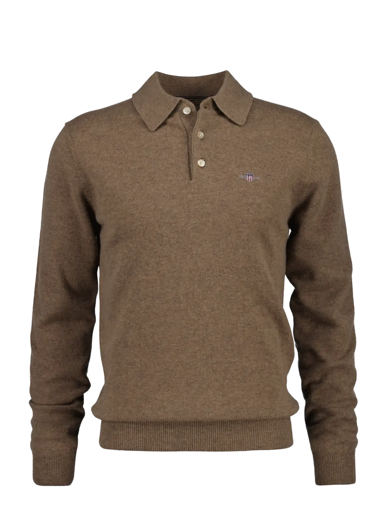 Gant - SUPERFINE LAMBSWOOL POLO - poloer i strik med lange ærmer - lt brown melange - 1