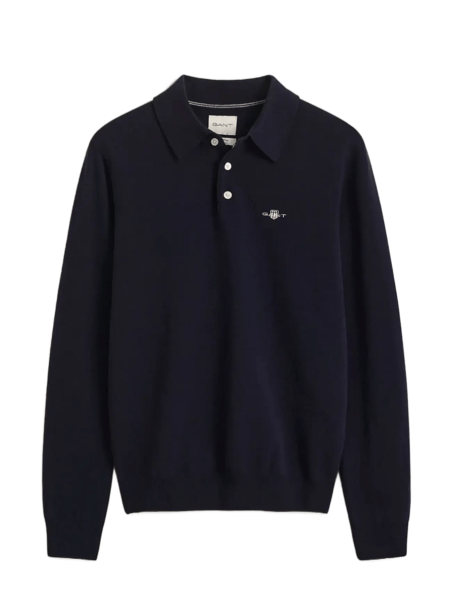Gant - SUPERFINE LAMBSWOOL POLO - poloer i strik med lange ærmer - marine - 1