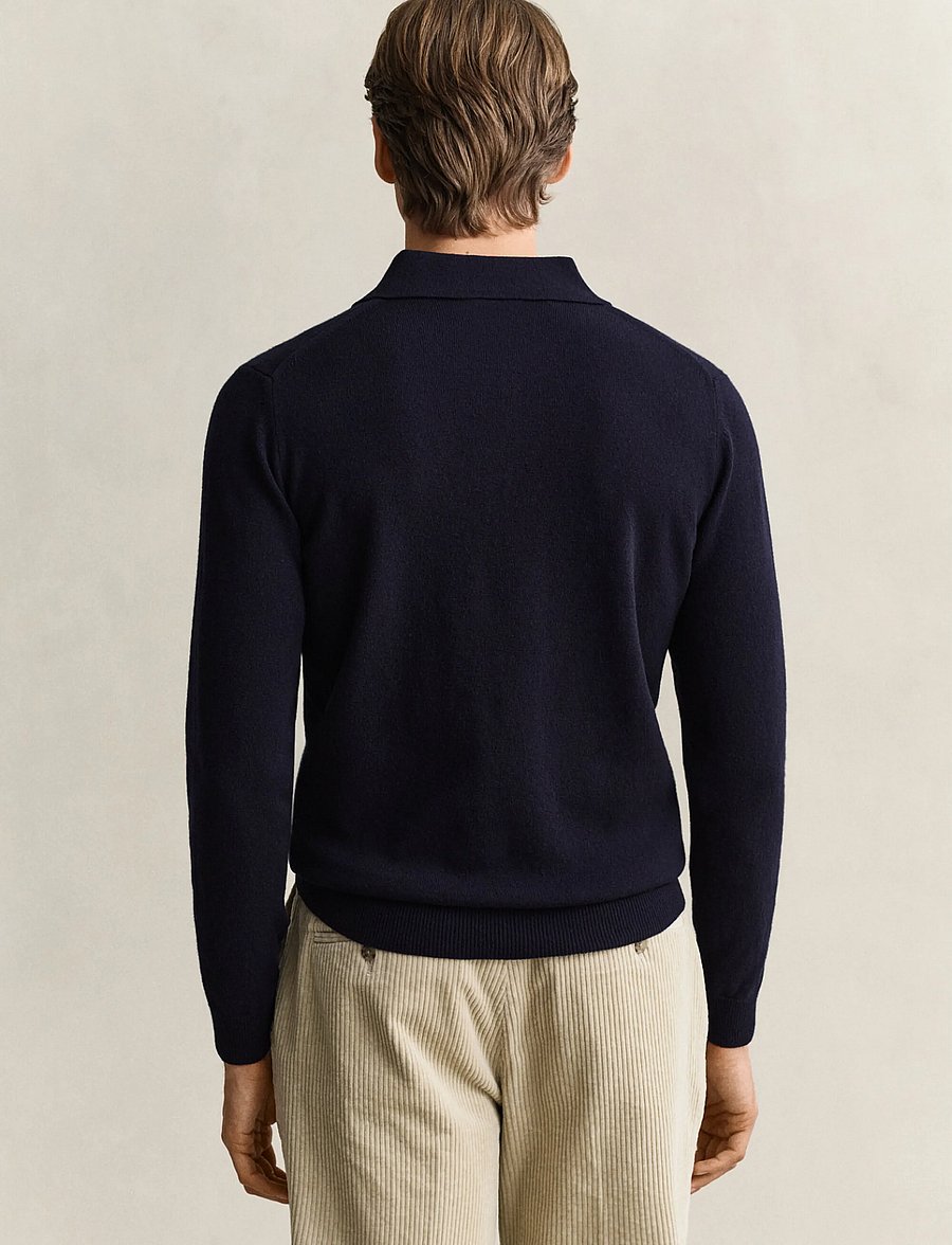 Gant - SUPERFINE LAMBSWOOL POLO - long-sleeved knitted polos - marine - 2