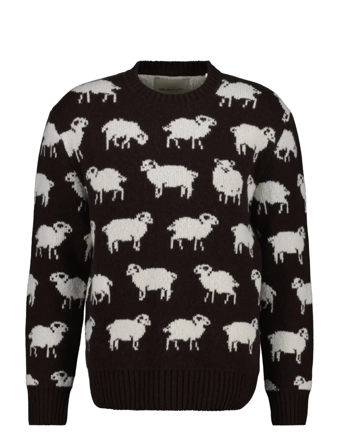 Gant WOOL BLEND JACQUARD C-NECK - Kleidung - BLACK BROWN / brown