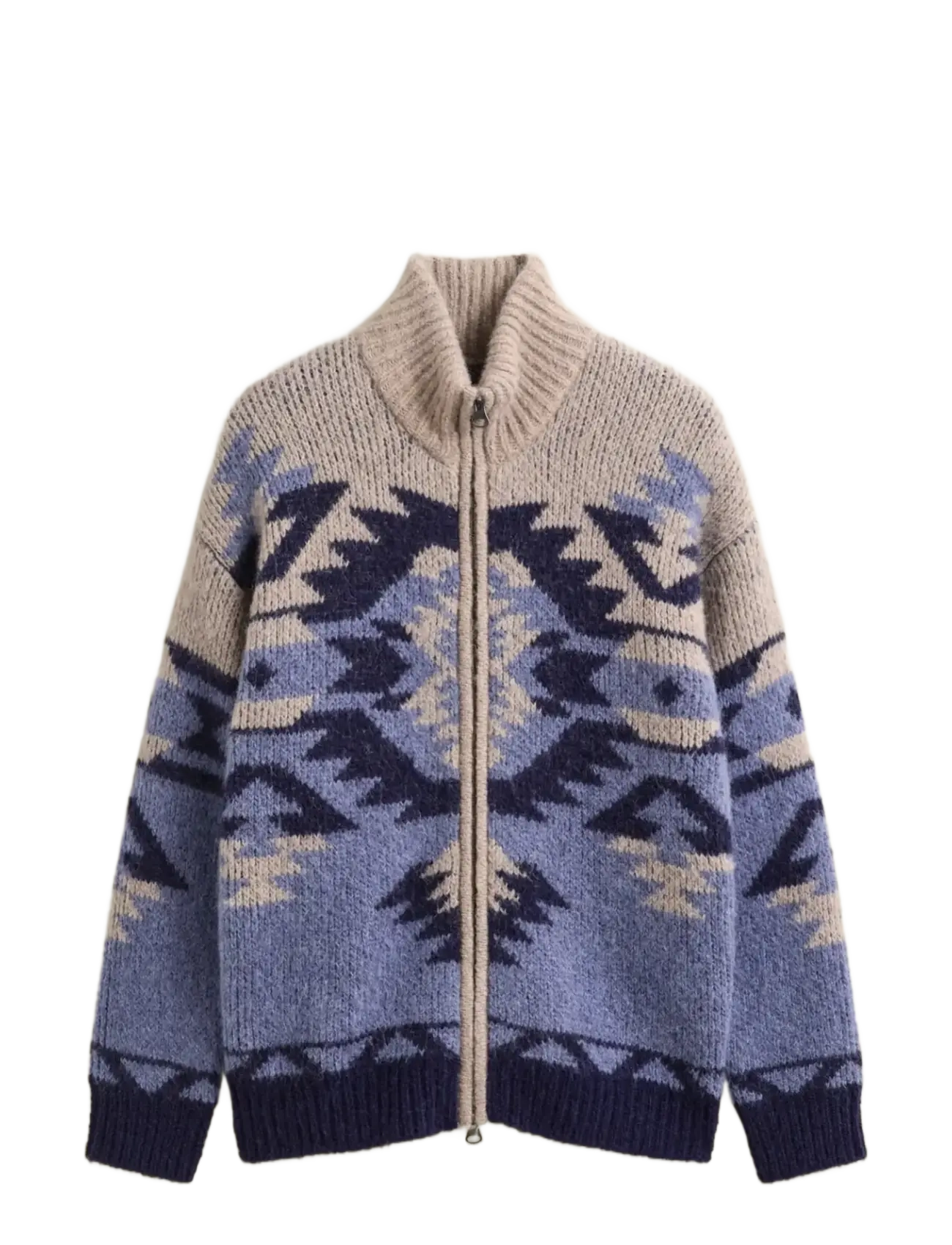 Gant ALPACA BLEND JACQUARD ZIP CARDIGAN - Knitwear - BLUE HORIZON / blue