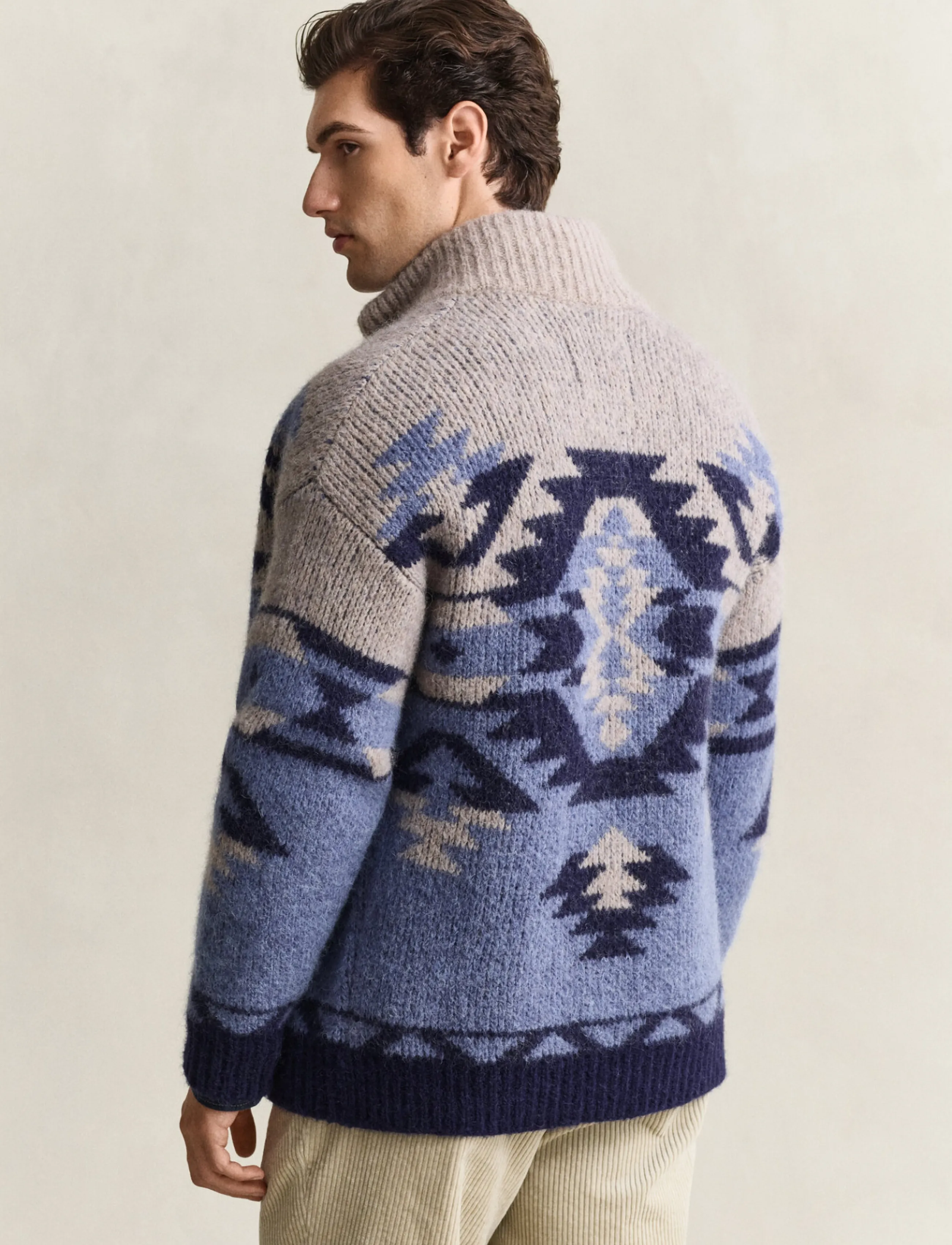 Gant - ALPACA BLEND JACQUARD ZIP CARDIGAN - cardigans - blue horizon - 2