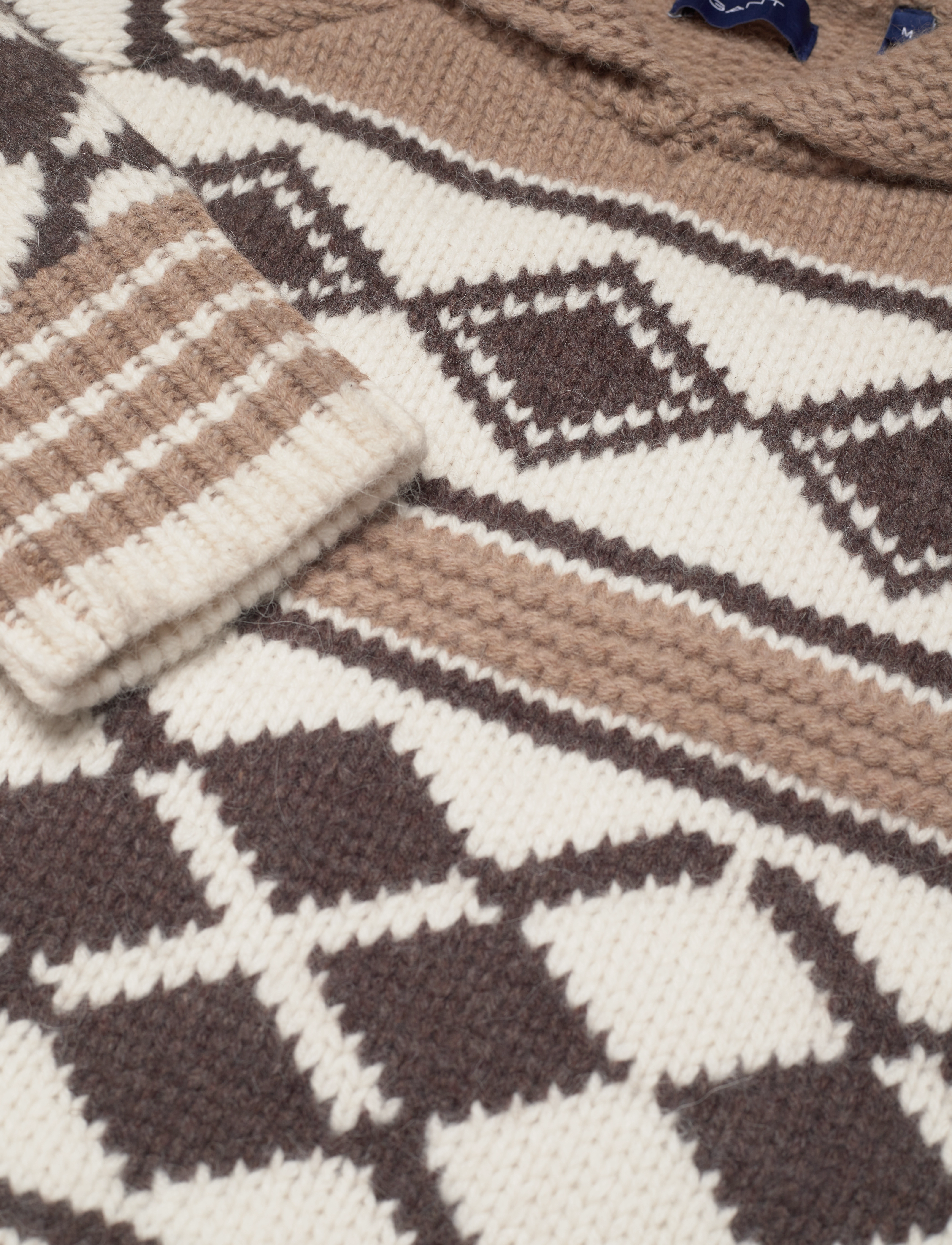 GANT - D2. OVERSIZED DIAMOND SWEATER - lt brown melange - 2