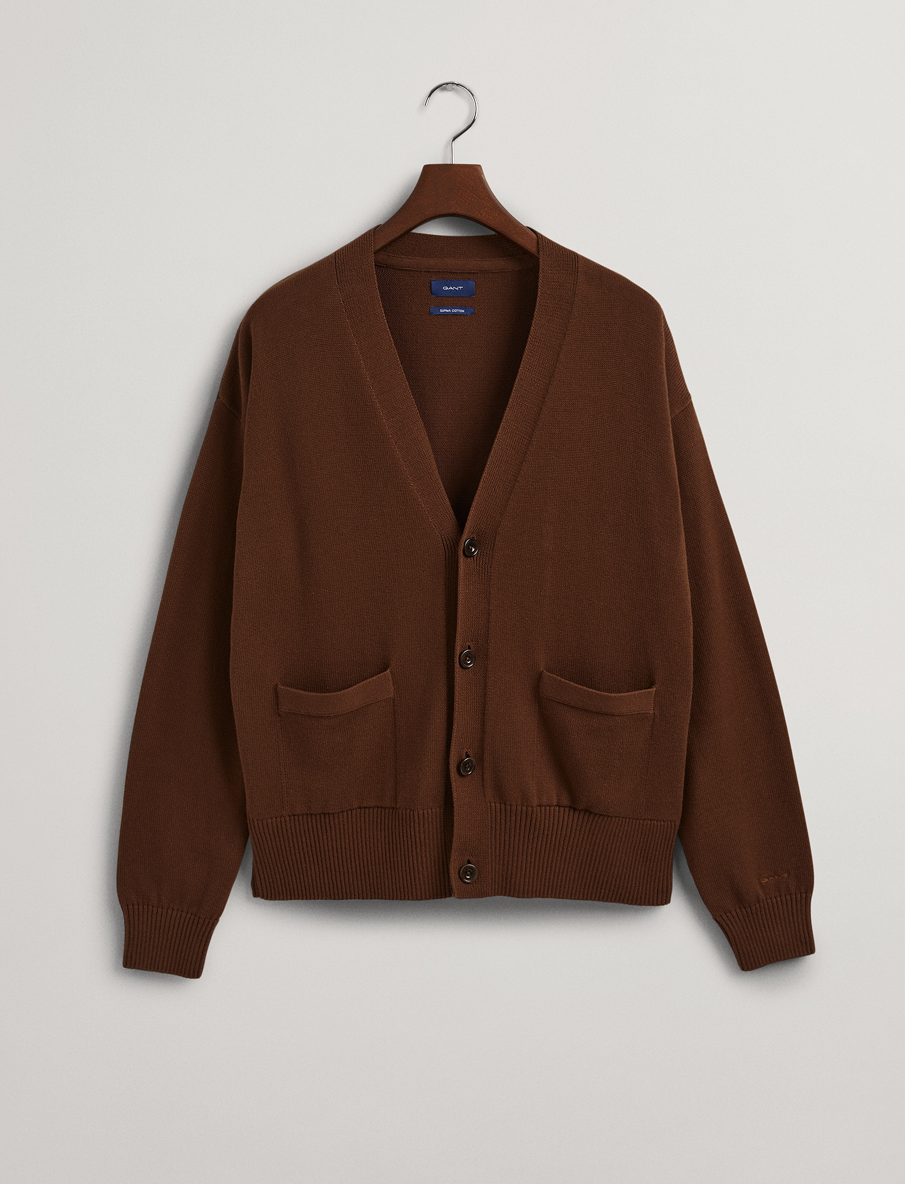 GANT - D1. SUPIMA COTTON RELAXED CARDIGAN - cocoa bean - 4