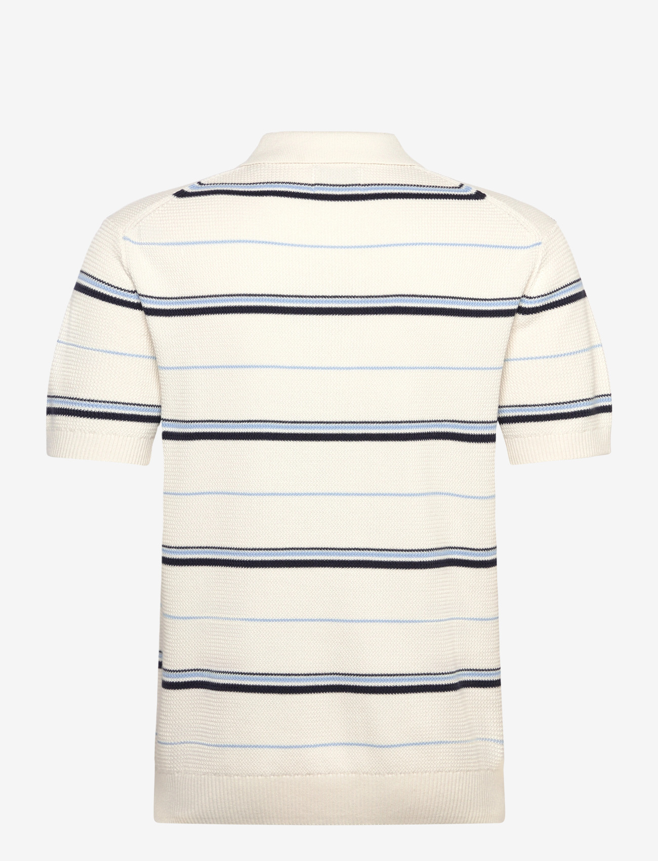 Gant - STRIPED TEXTURED ZIP POLO - kortærmede poloer - eggshell - 2
