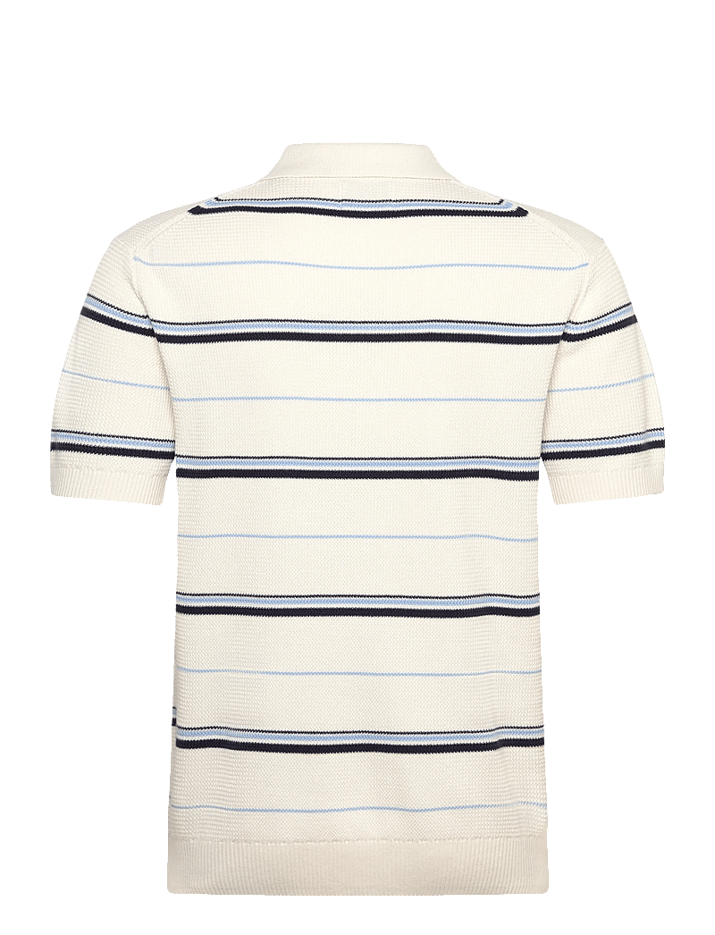 Gant - STRIPED TEXTURED ZIP POLO - kurzärmelig - eggshell - 2