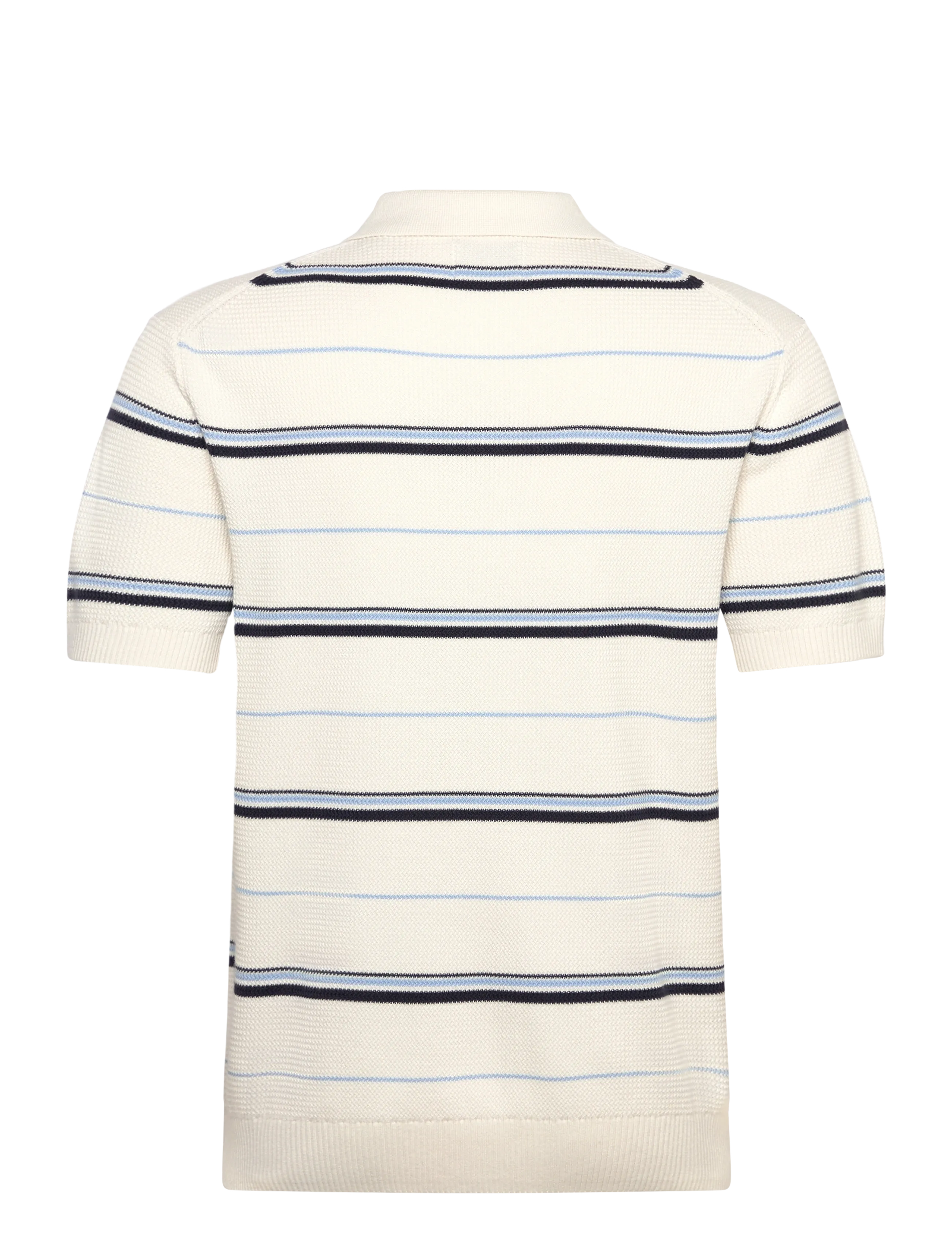 Gant - STRIPED TEXTURED ZIP POLO - kortærmede poloer - eggshell - 2