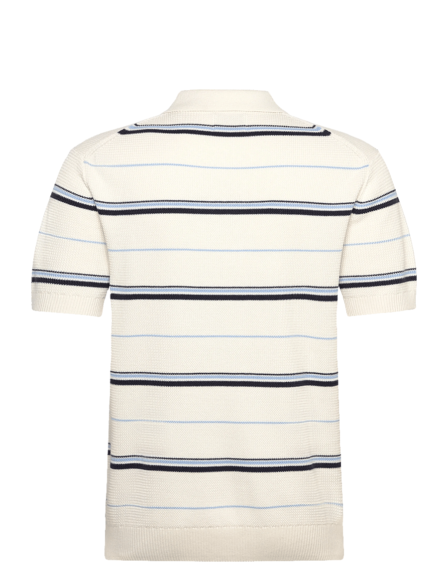 Gant - STRIPED TEXTURED ZIP POLO - kurzärmelig - eggshell - 2