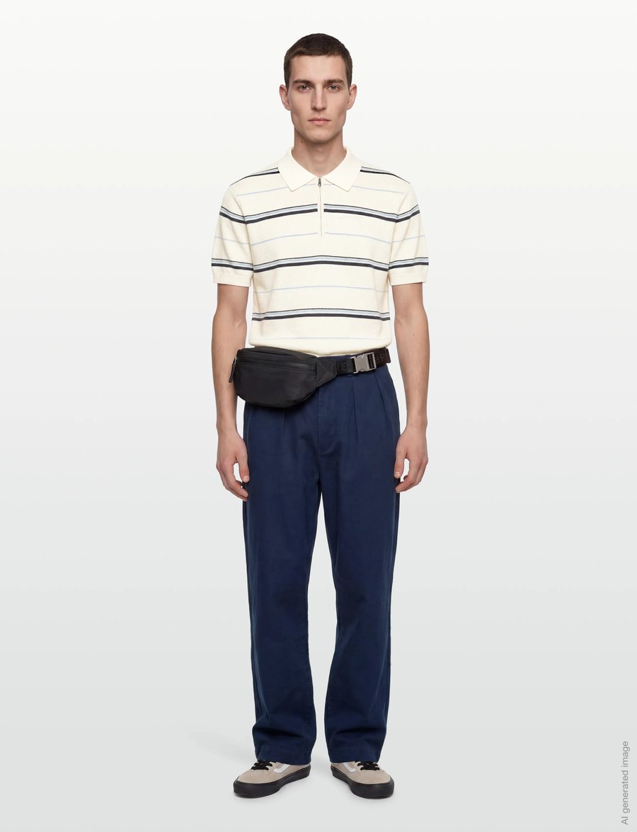 Gant - STRIPED TEXTURED ZIP POLO - kurzärmelig - eggshell - 0