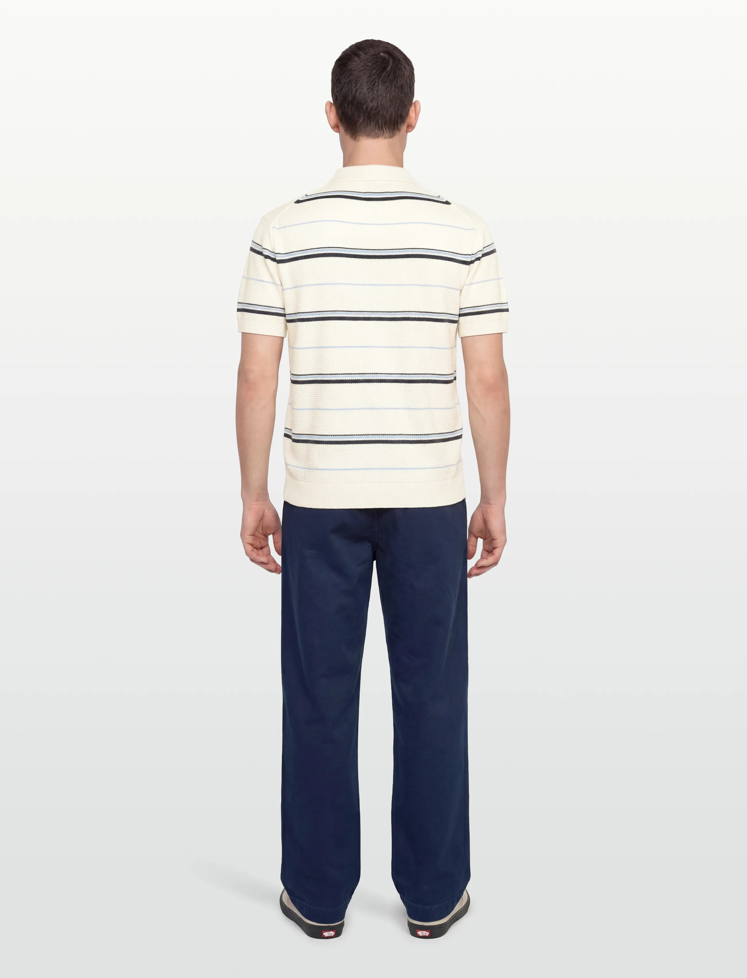 Gant - STRIPED TEXTURED ZIP POLO - kortærmede poloer - eggshell - 4
