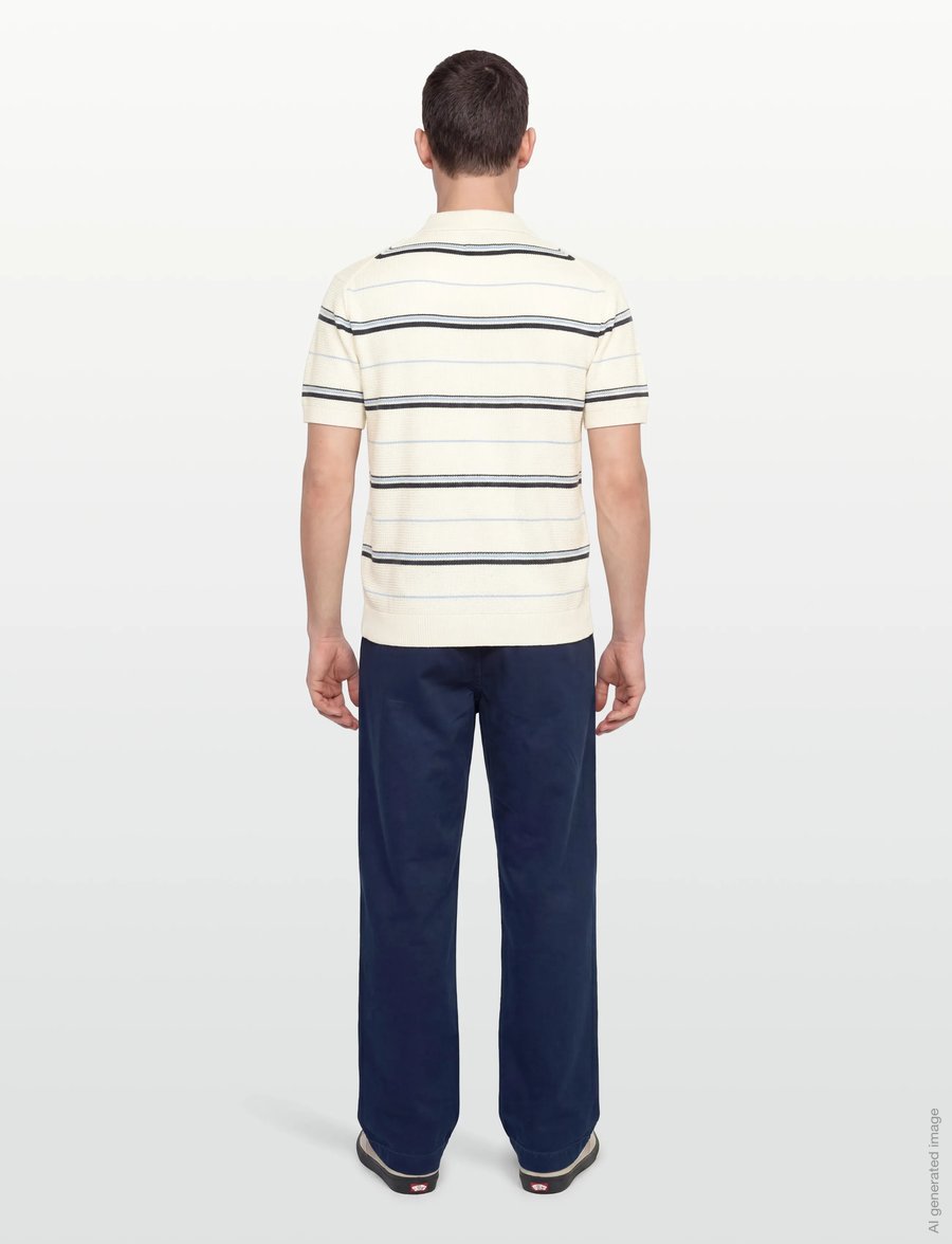 Gant - STRIPED TEXTURED ZIP POLO - kurzärmelig - eggshell - 4