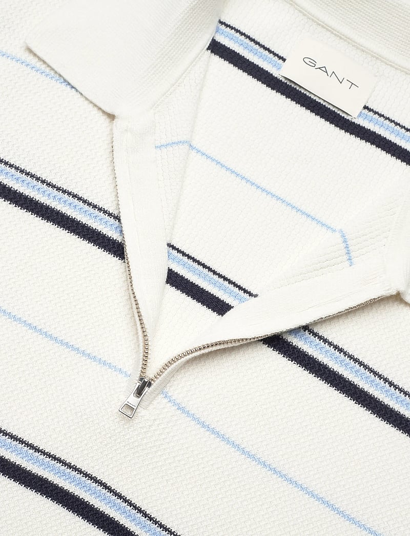 Gant - STRIPED TEXTURED ZIP POLO - kurzärmelig - eggshell - 5