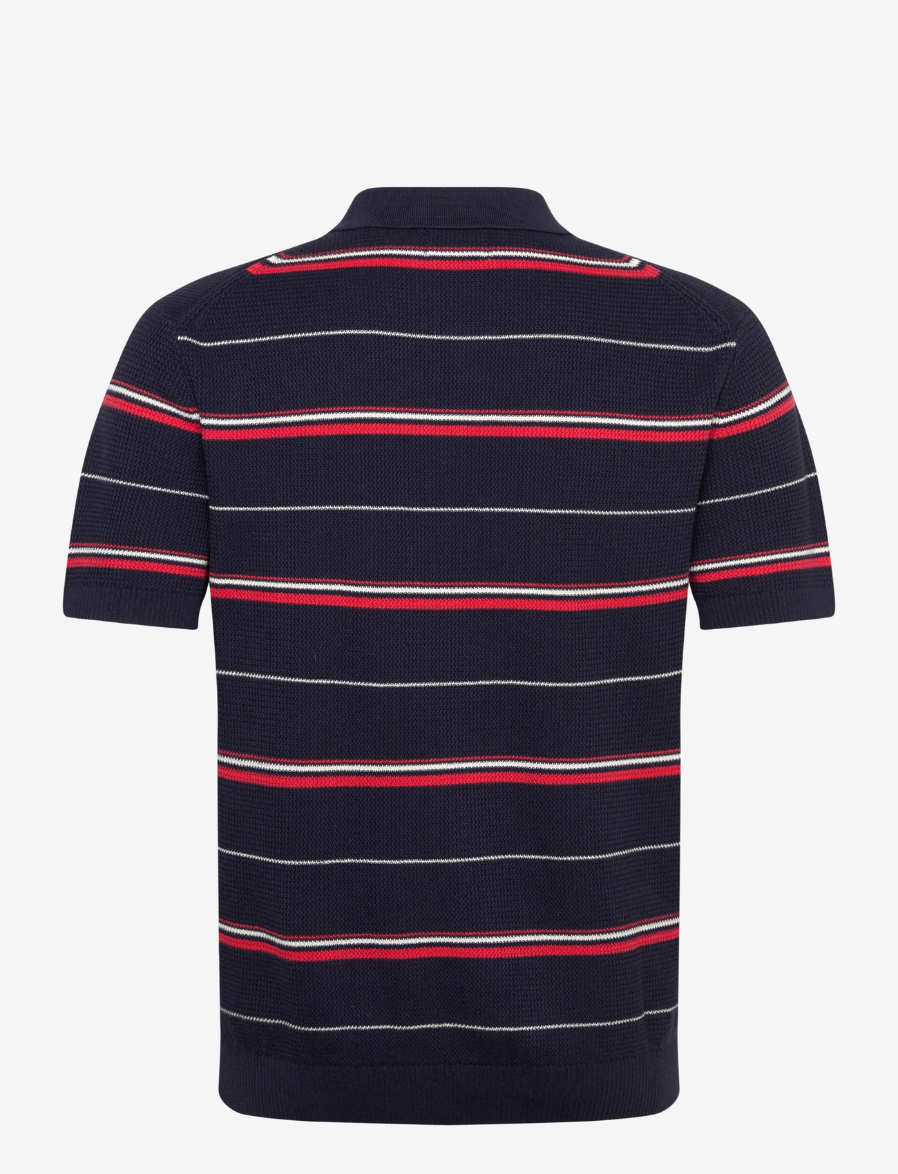 Gant - STRIPED TEXTURED ZIP POLO - lühikeste varrukatega polod - evening blue - 2