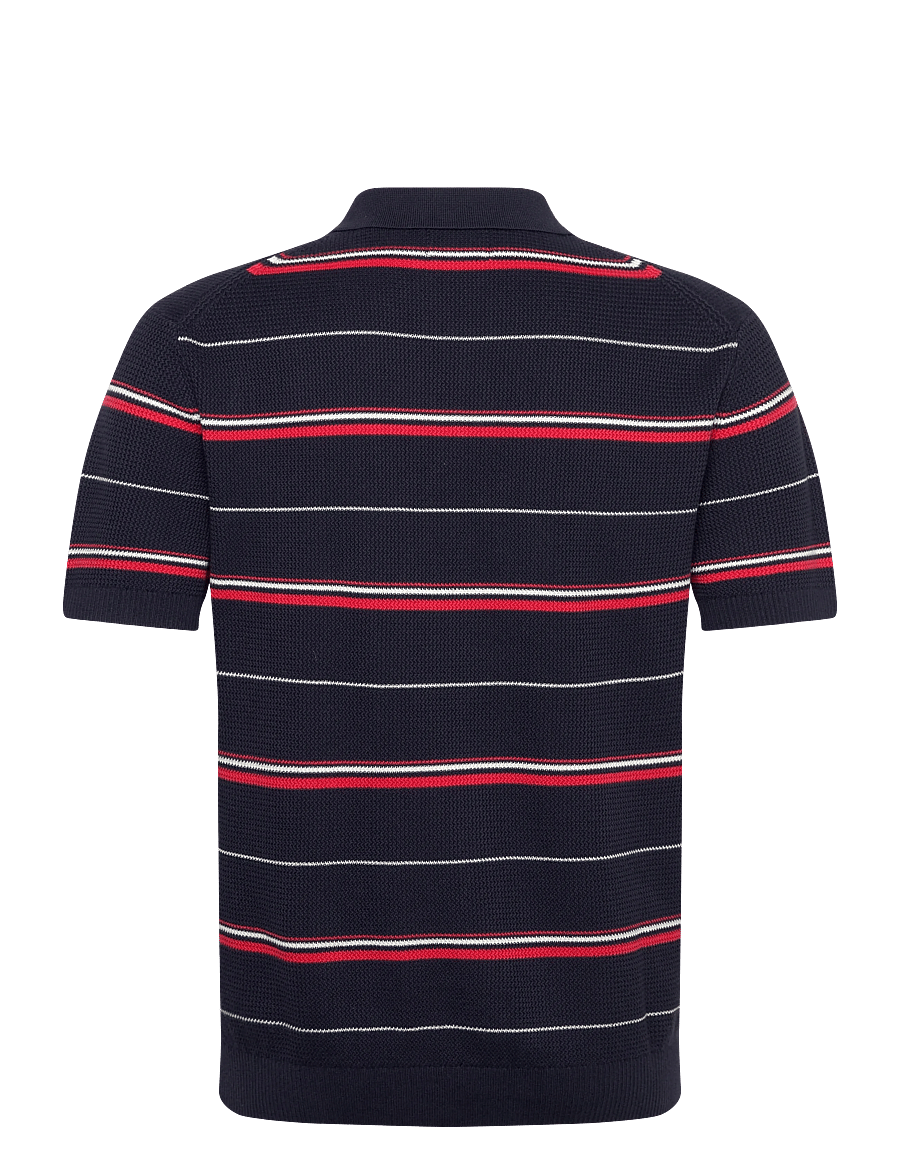Gant - STRIPED TEXTURED ZIP POLO - kurzärmelig - evening blue - 2