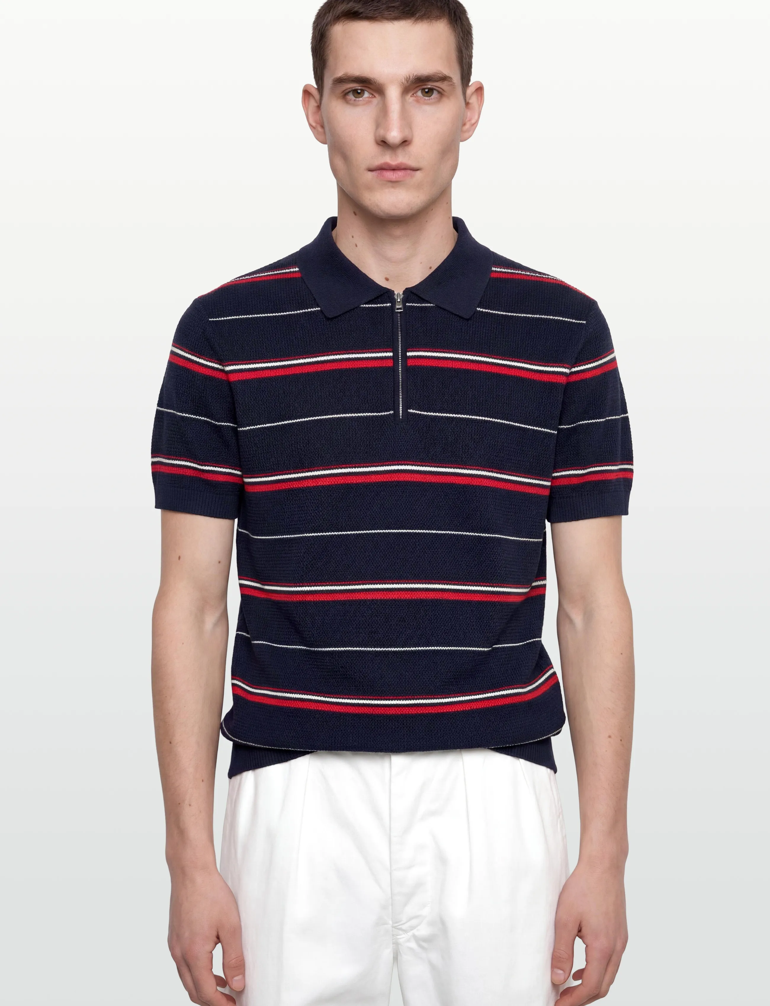 Gant Striped Textured Zip Polo pikéer herr – bild 2