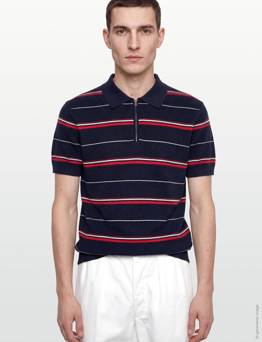 Gant - STRIPED TEXTURED ZIP POLO - kurzärmelig - evening blue - 3