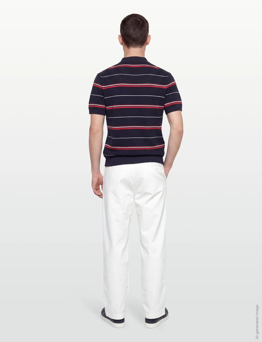 Gant - STRIPED TEXTURED ZIP POLO - kurzärmelig - evening blue - 4