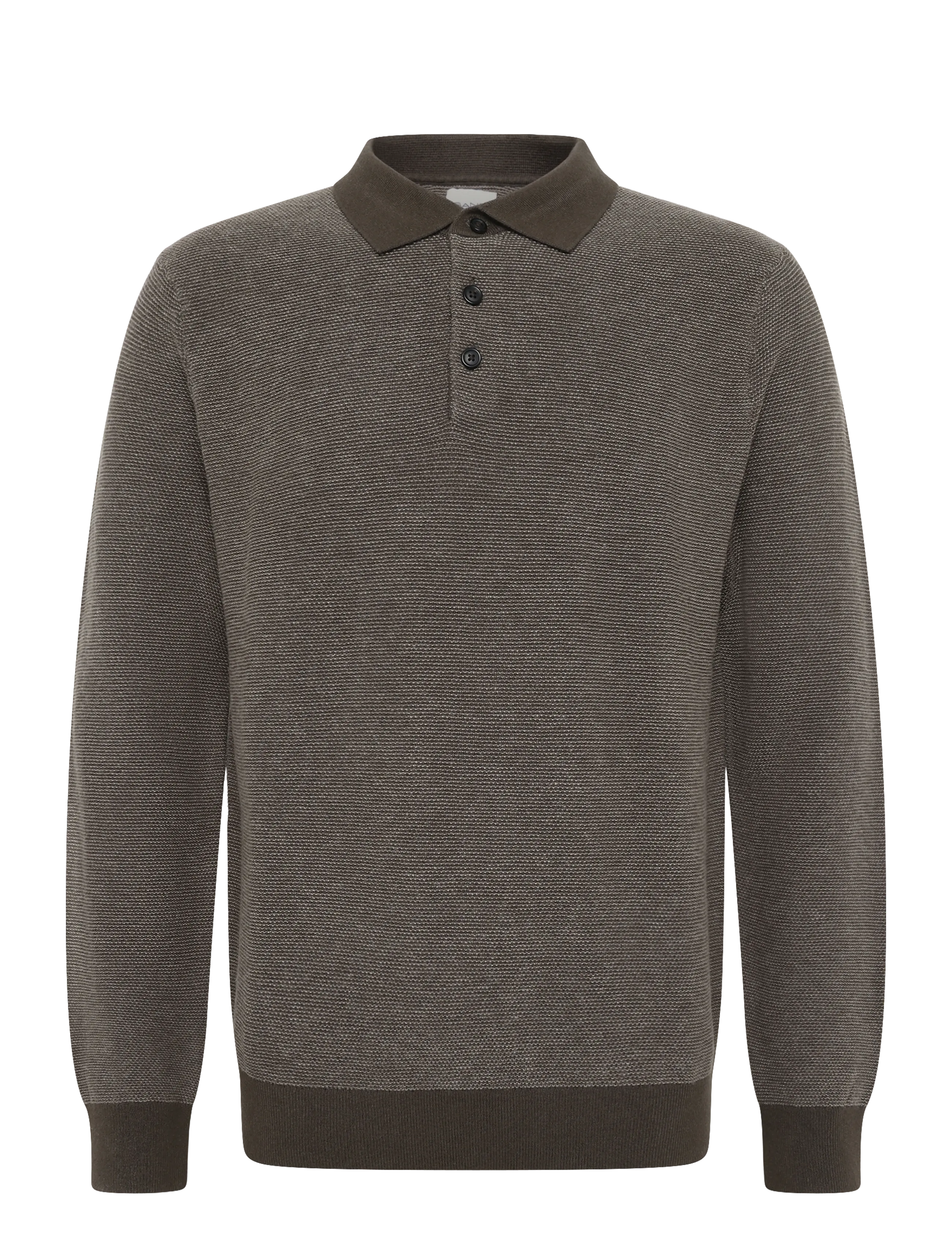 Gant COTTON WOOL 2-TONE TEXTURE POLO - Langärmelige Strick-Polohemden - SHADOW BROWN / brown