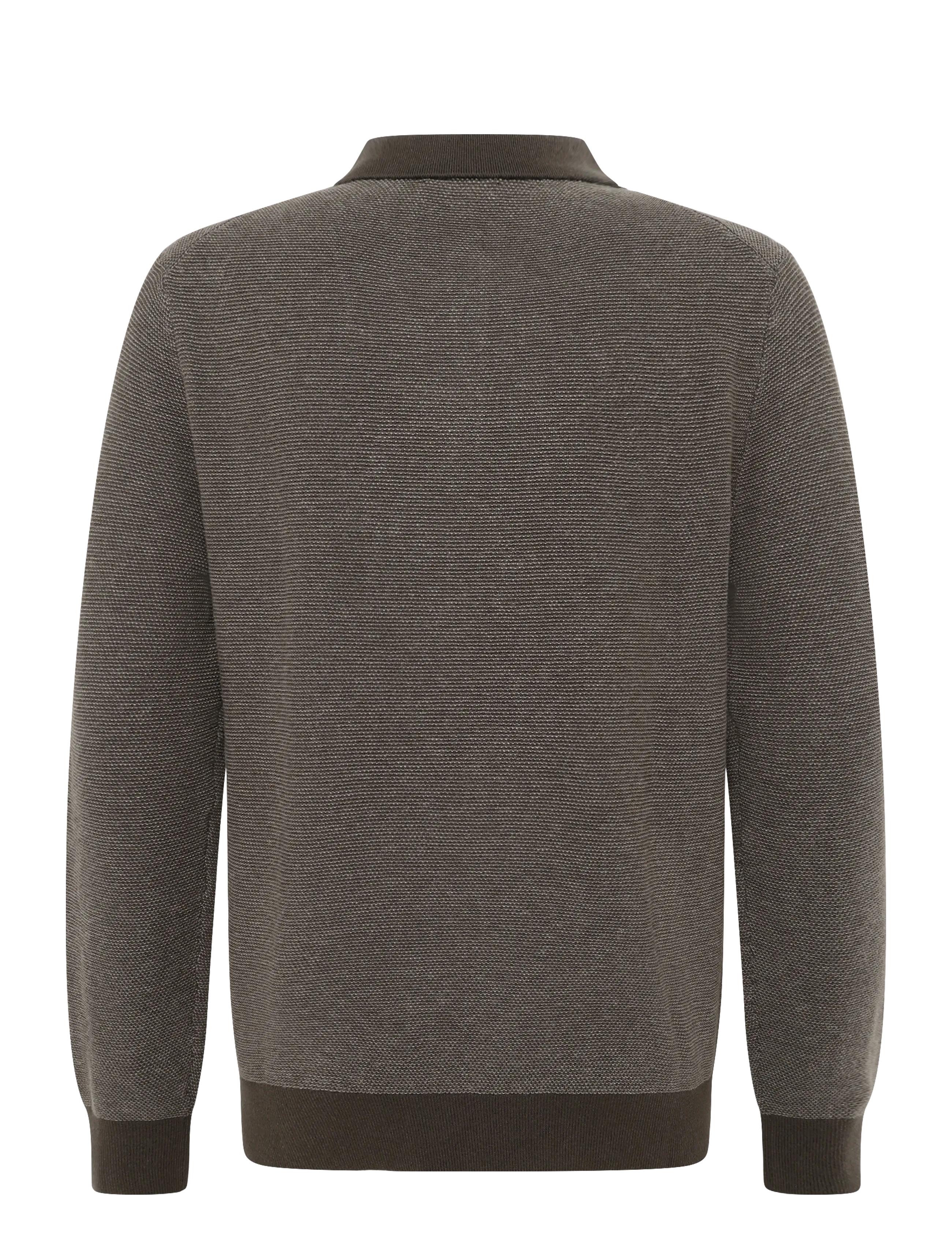 Gant - COTTON WOOL 2-TONE TEXTURE POLO - langärmelige strick-polohemden - shadow brown - 1