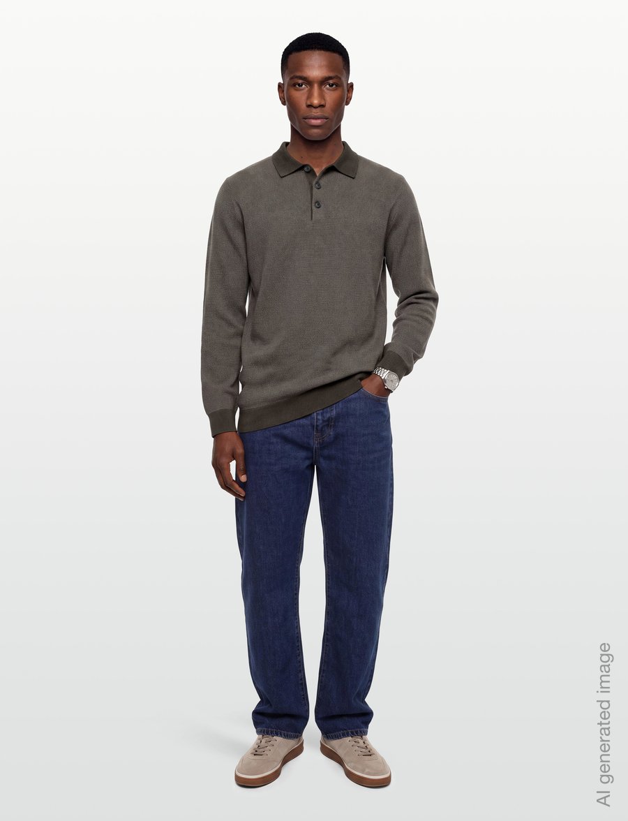 Gant - COTTON WOOL 2-TONE TEXTURE POLO - poloer i strik med lange ærmer - shadow brown - 0