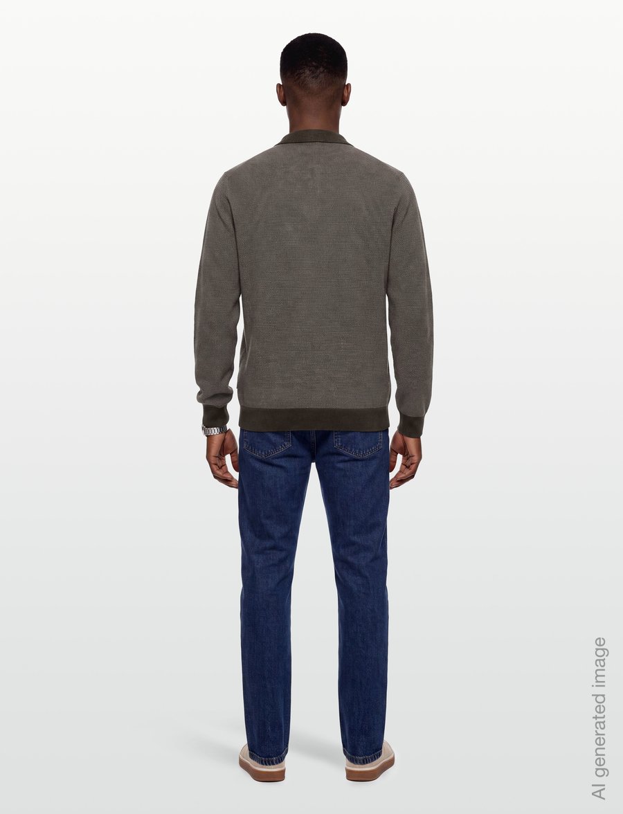 Gant - COTTON WOOL 2-TONE TEXTURE POLO - poloer i strik med lange ærmer - shadow brown - 4