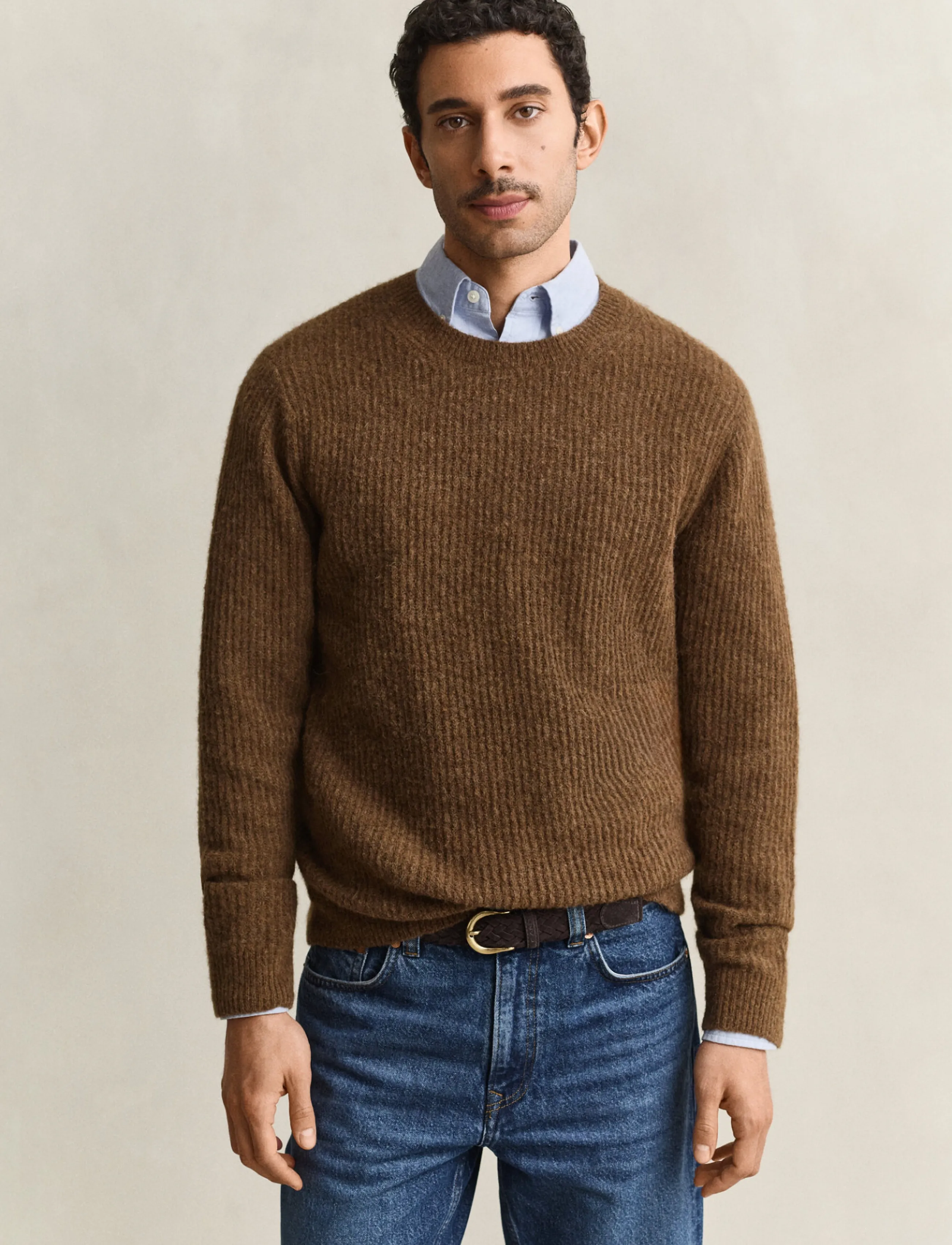 Gant - ALPACA RIB C-NECK - rundhals - hazelnut melange - 0