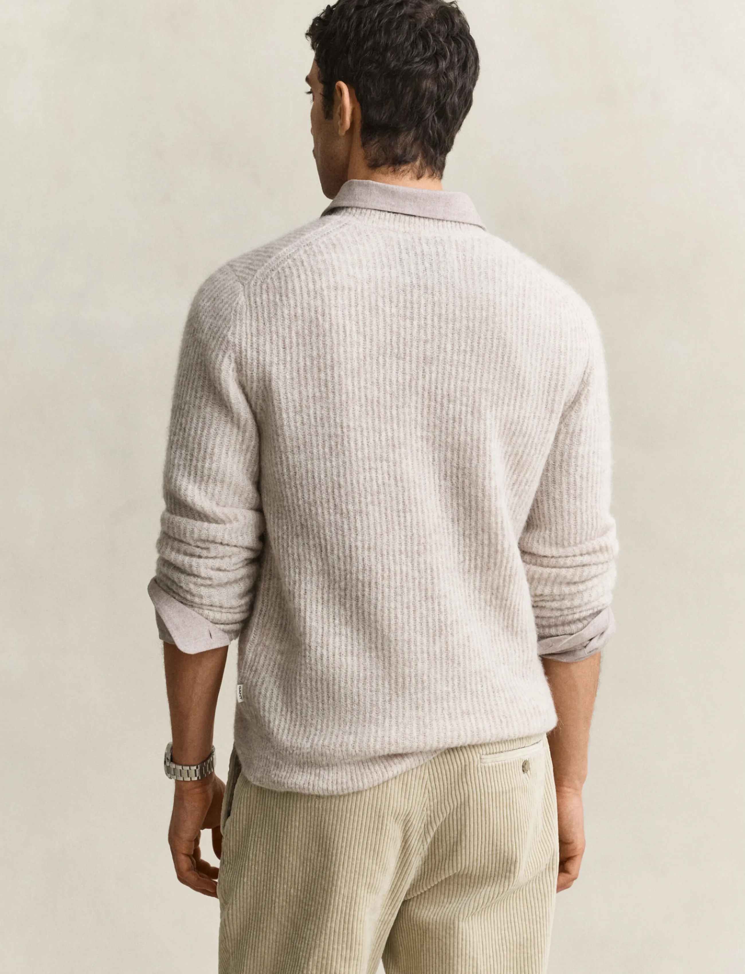 Gant - ALPACA RIB C-NECK - light beige melange - 2