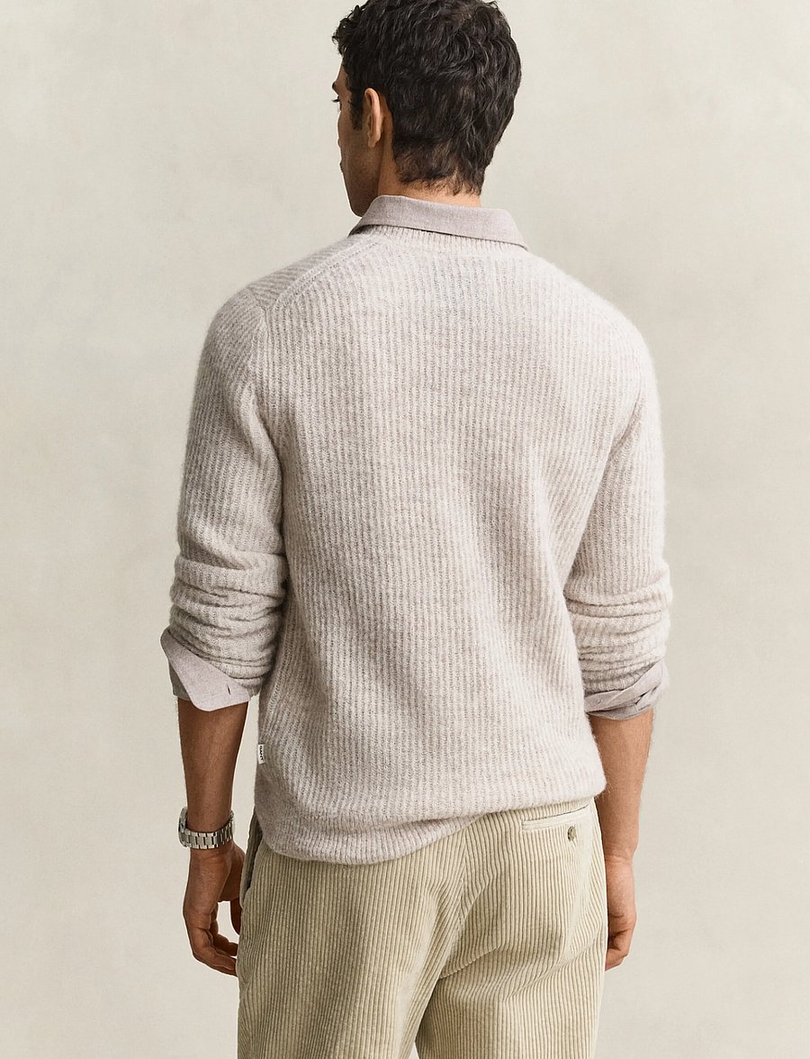 Gant - ALPACA RIB C-NECK - light beige melange - 2