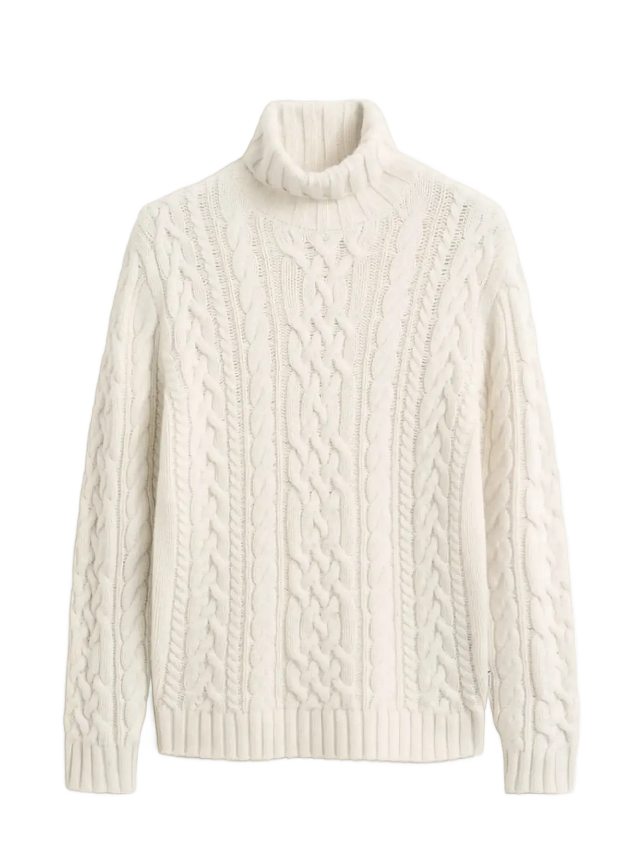 Gant WOOL BLEND CABLE KNIT TURTLENECK - Rollkragenpullover - CREAM / cream